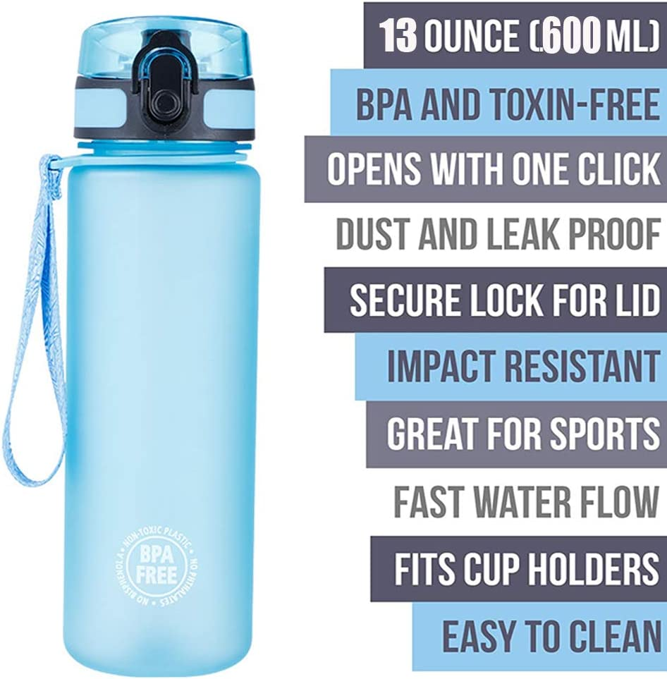 Kids Water Bottle for School,13Oz 600ML BPA Free Lightweight Durable Leakproof Drinks Bottle,Fits Kids Hand Perfectly,Lockable One Handed Operating Chug Lid,Reusable Child Sport Bottle for Girls(Pink) image number 2