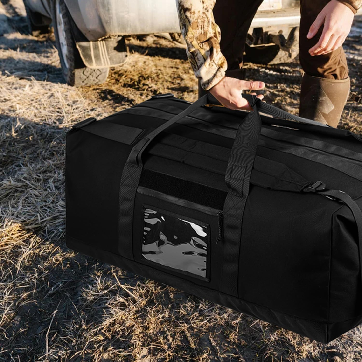 130L Tactical Travel Duffle Bag Waterproof Lightweight Foldable Full-Access Opening for Outdoor Camping Hunting Travel - Cp Camo image number 6