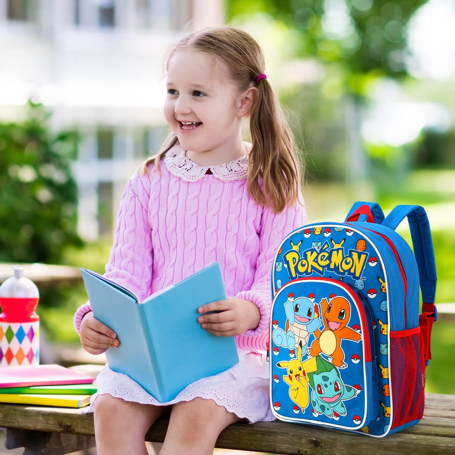 Zawadi Global Kids Childrens Premium Backpack School Rucksack Travel Bag Boys Girls with Side Mesh Pocket and Front Zipped Pocket, Multicolour