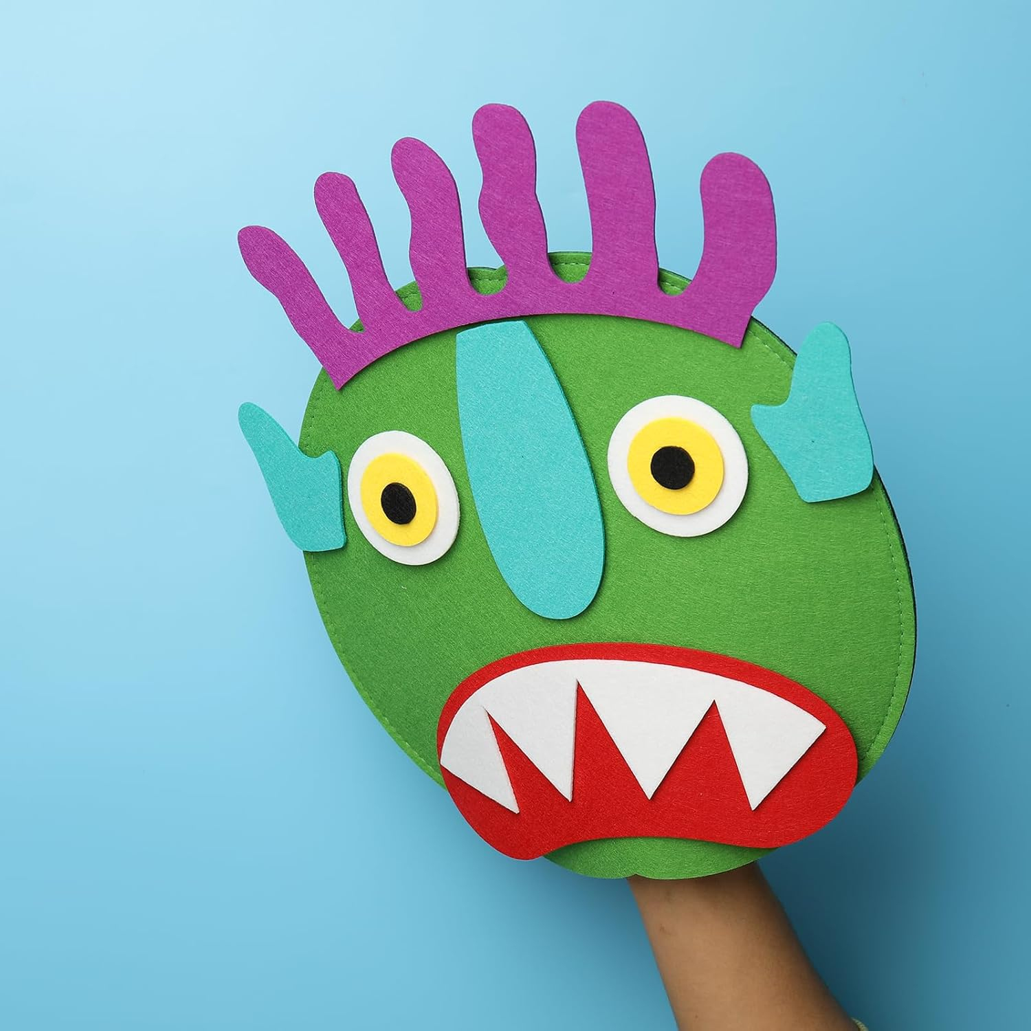 Go Away Big Green Monster Felt Hand Puppet, Detachable Eyes, Mouth Ears for Kids Storytelling image number 5