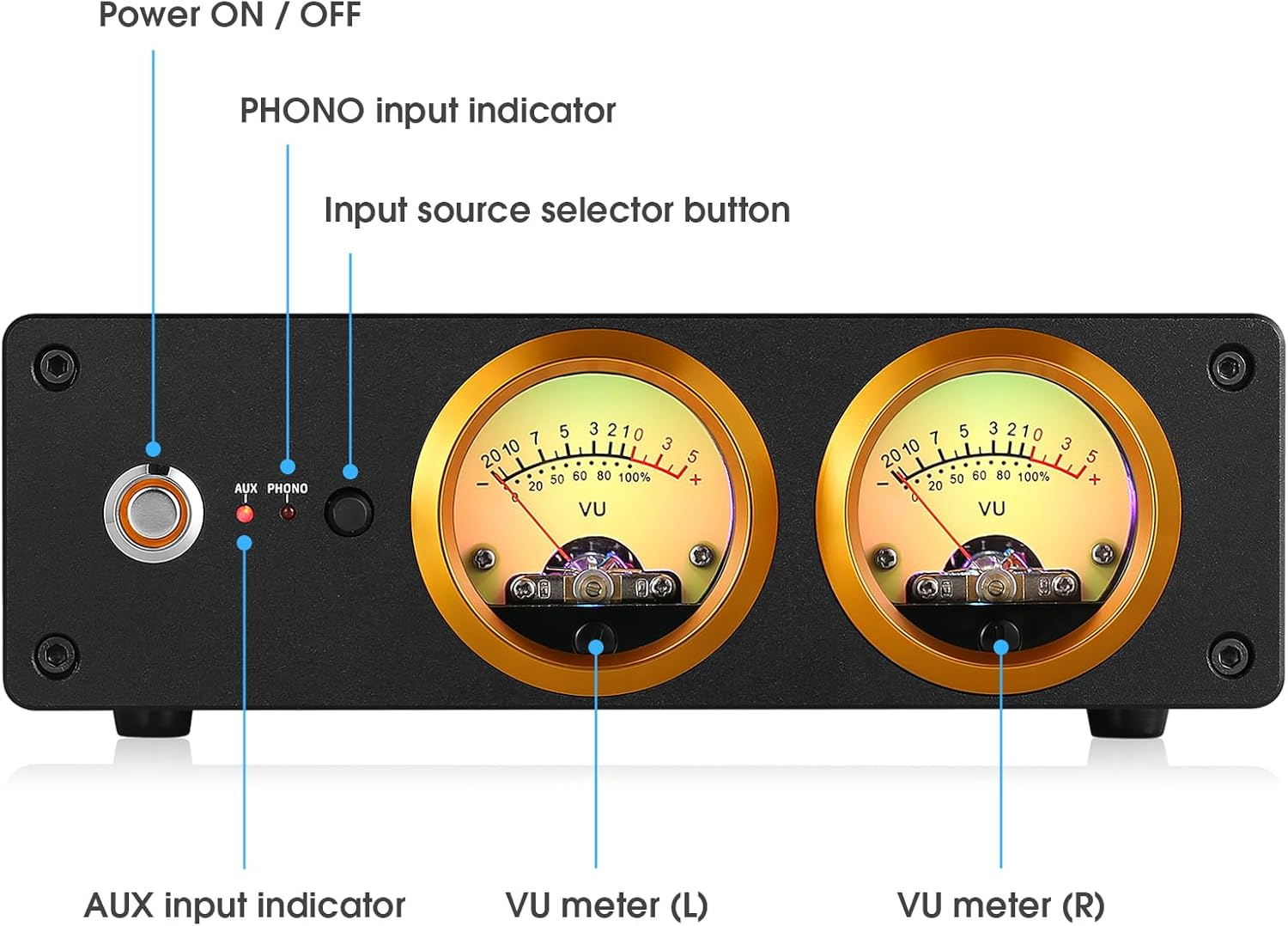 Douk Audio T13 Phono Preamp for MM Turntables Stereo Desktop Headphone Amplifier VU Meter image number 5