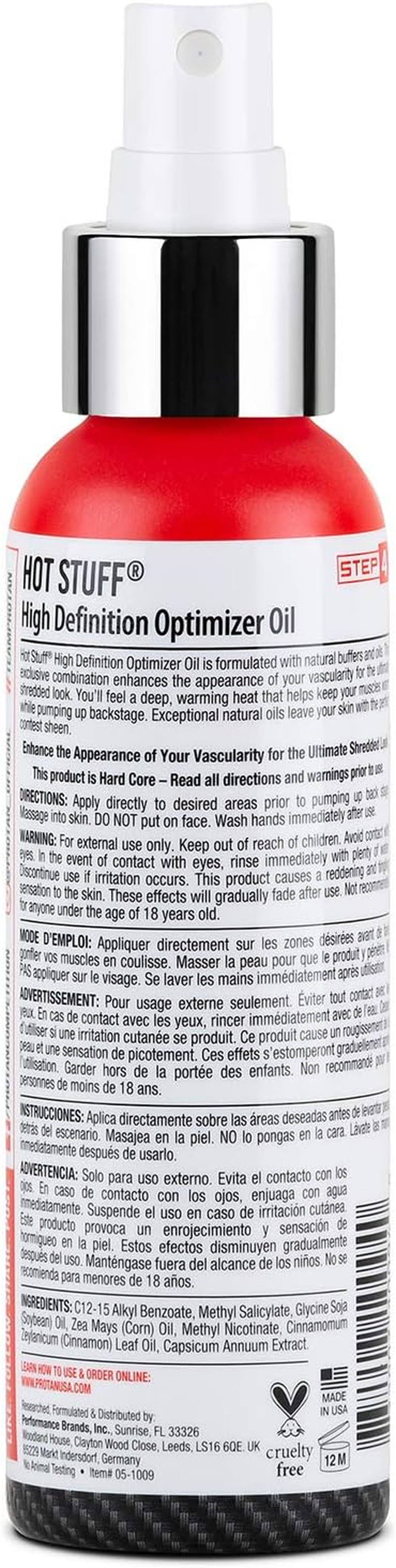 Pro Tan Hot Stuff Maximum Vascularity High Definition Optimizer Posing Oil, 4 Fl Oz.,Beige image number 2
