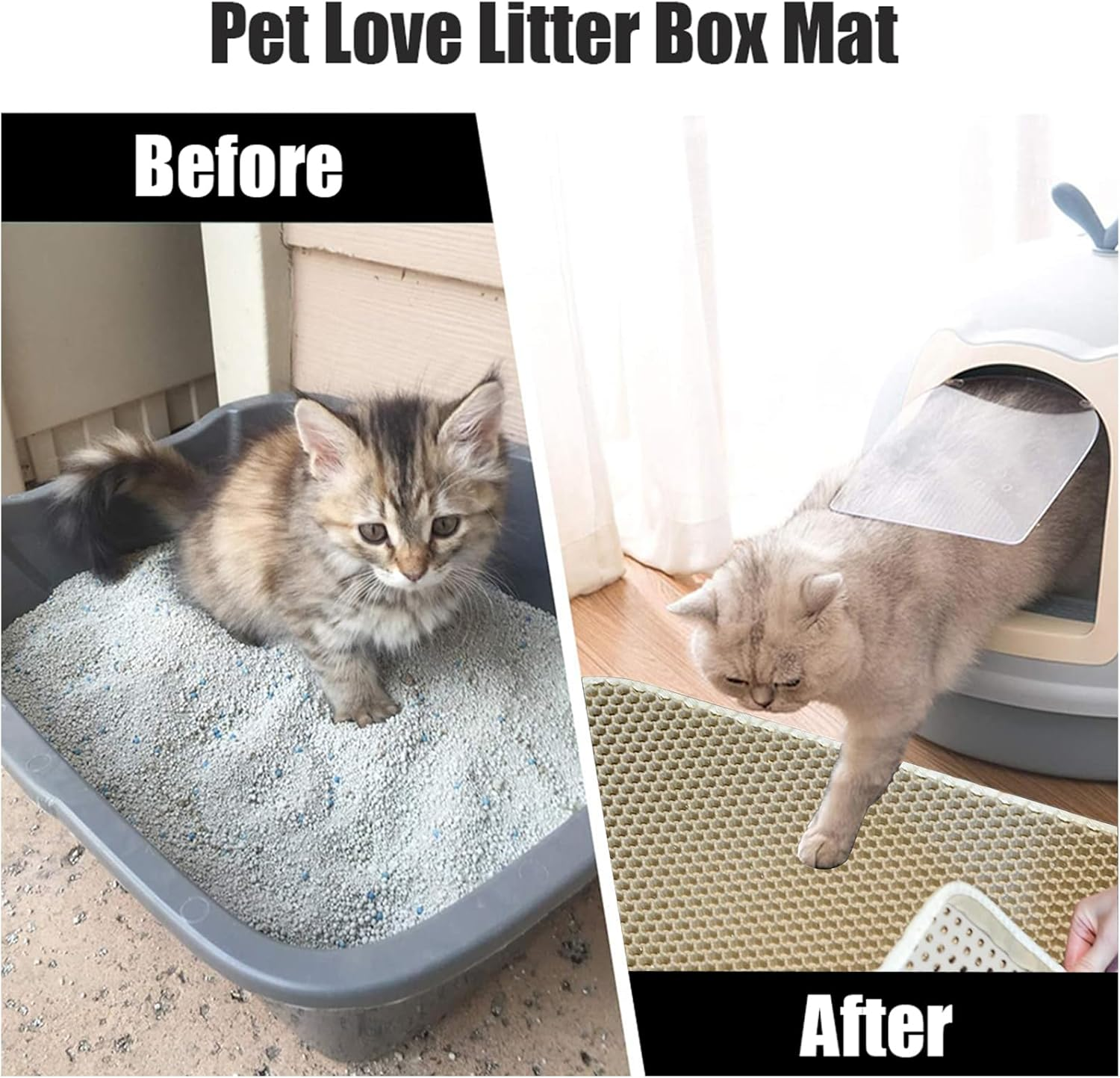 Premium Double Litter Mat, EVA Cat Litter Tray Mat, 58 X 75 Cm, Foldable Cat Litter Mat, Honeycomb Design Mat, Waterproof Double Layer Design, Honeycomb Mat image number 2