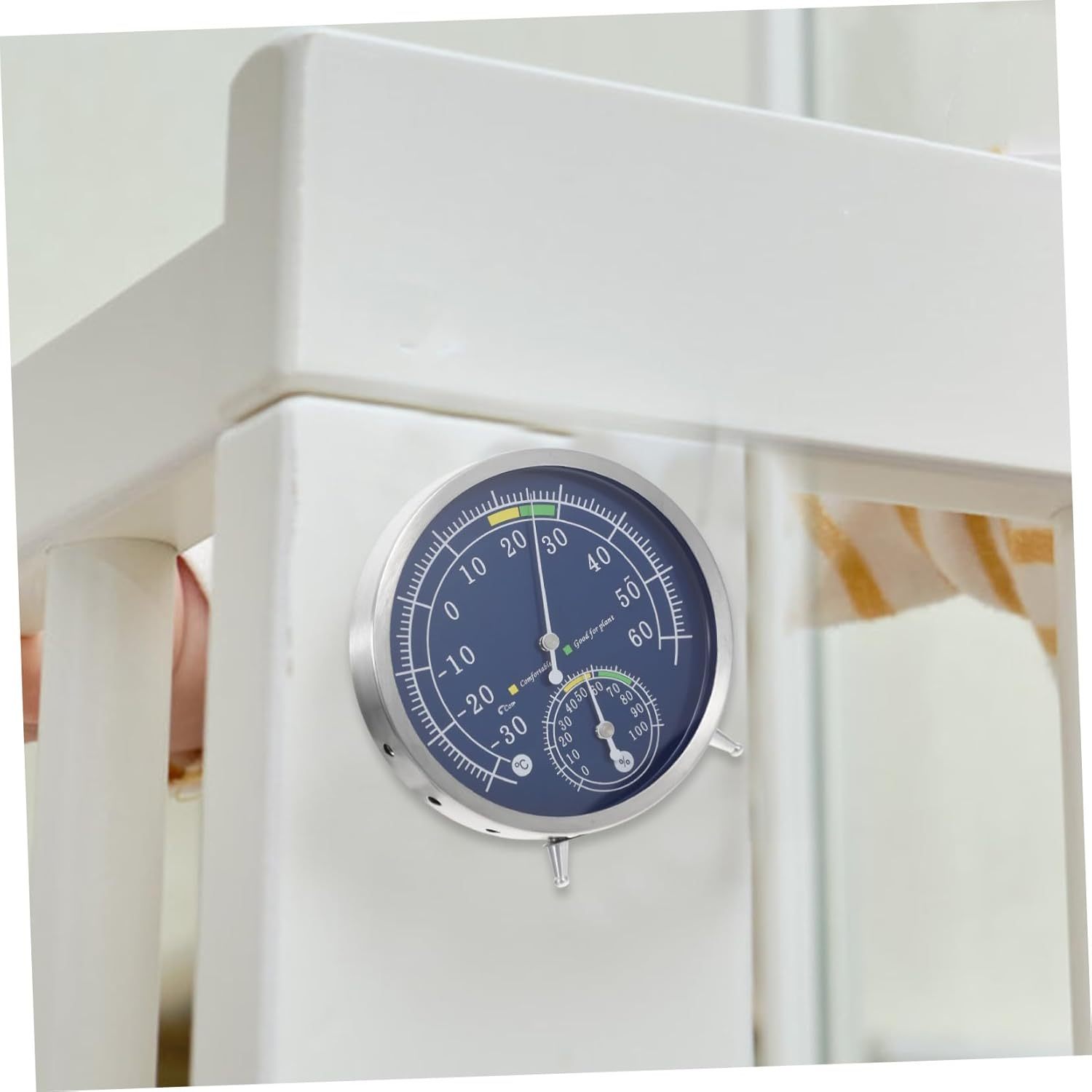 TEHAUX Indoor Outdoor Thermometer Hygrometer with Accurate Temperature Humidity Measurement Stainless Steel Analog Gauge for Sauna Home Garden Use Monitor