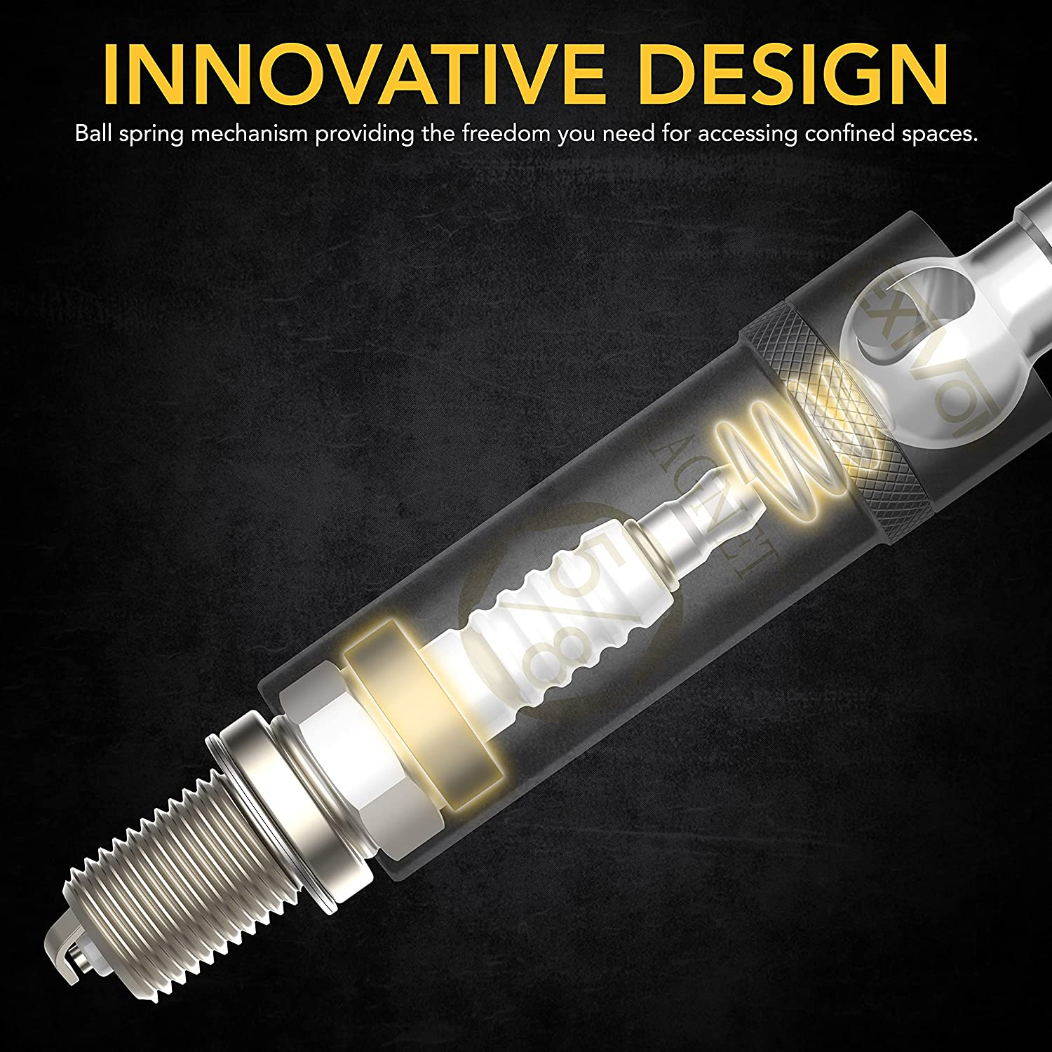 LEXIVON 5/8" Swivel Magnetic Spark Plug Socket, 3/8" Drive X 10" Total Length | Enhanced Magnetic Design with Thin Wall Socket, Cr-V Steel (LX-122) image number 6