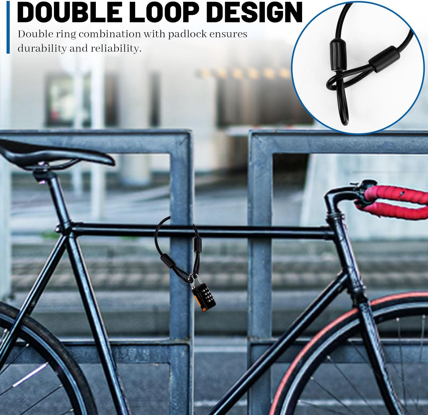 2 Sets Security Steel Cable with 4 Digit Combination Lock, Wire Rope Lanyard Cable with Lock, Cable Luggage Lock, Steel Cable Lock for Outdoor Travel Luggage (Black) image number 6