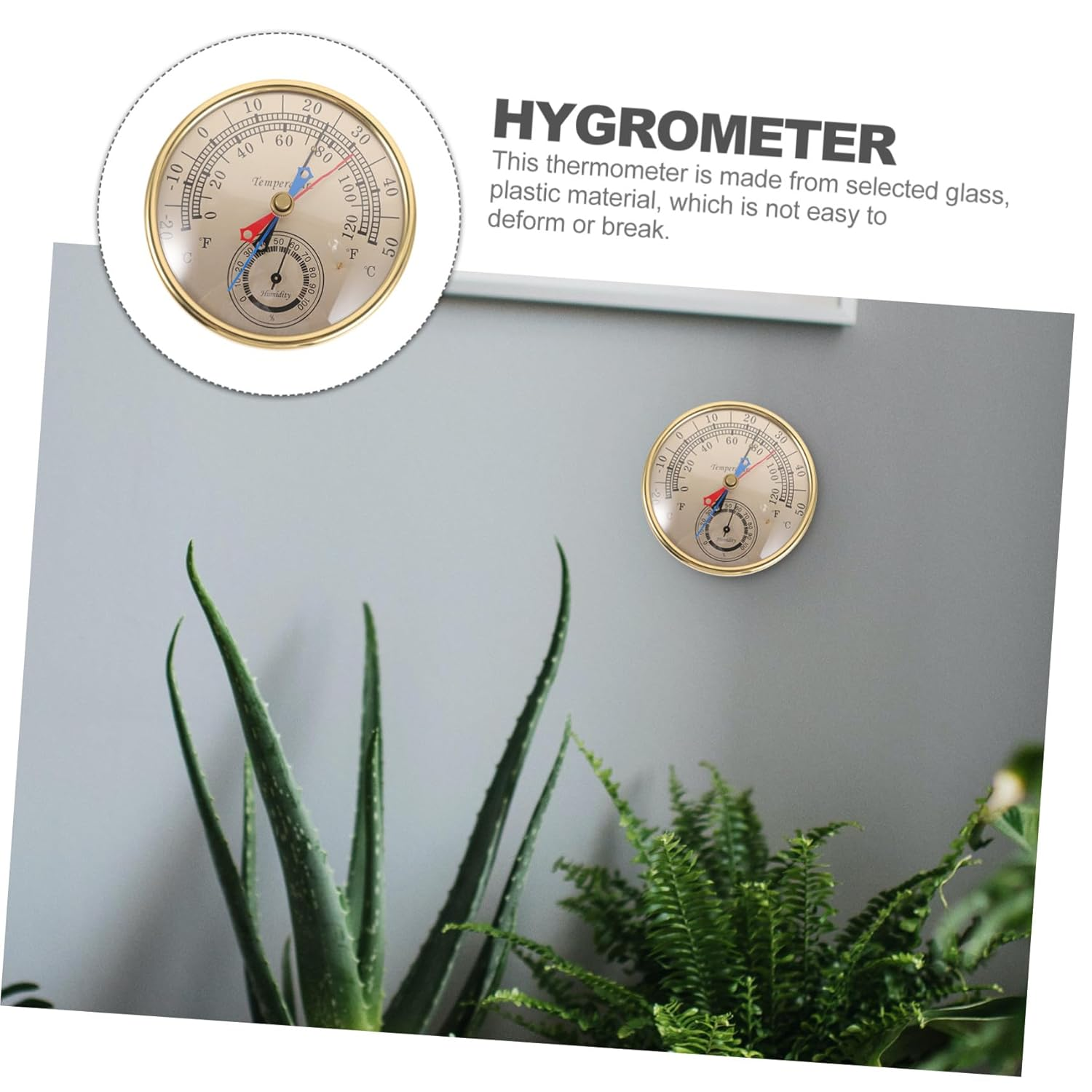 Indoor Outdoor Thermometer Hygrometer with Max Temperature Monitoring for Greenhouses and Gardens Wall-Mounted Weather Hygrometer with Glass and Plastic Design for Home Office image number 3