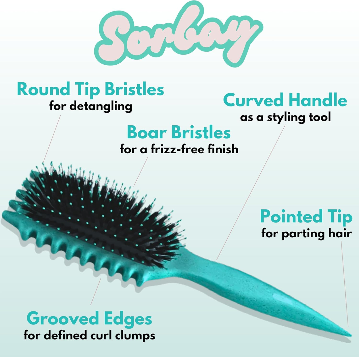 Sorbay Define Curls Brush for Curly Hair Products for Wavy Straight Bounce Curly Hair Brush Curling Comb Hairbrush Curl Define Brush Suitable for Women and Men (UK BRAND) image number 5