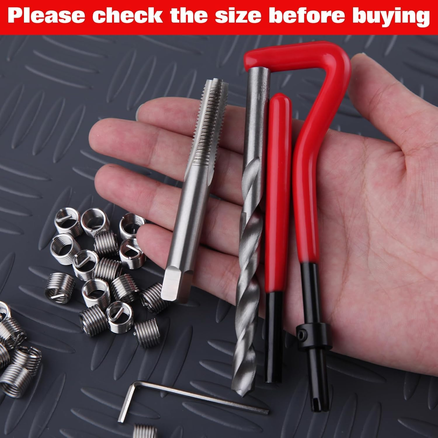 LEONTOOL 30 Piece M8X1.25 Helicoil Thread Repair Kit, Metric Helicoil Repair Kit with HSS Drill Bits Thread Inserts Taps Breakoff Installation Tools, Portable Rethreading Tool Kit for Auto Repairing image number 3