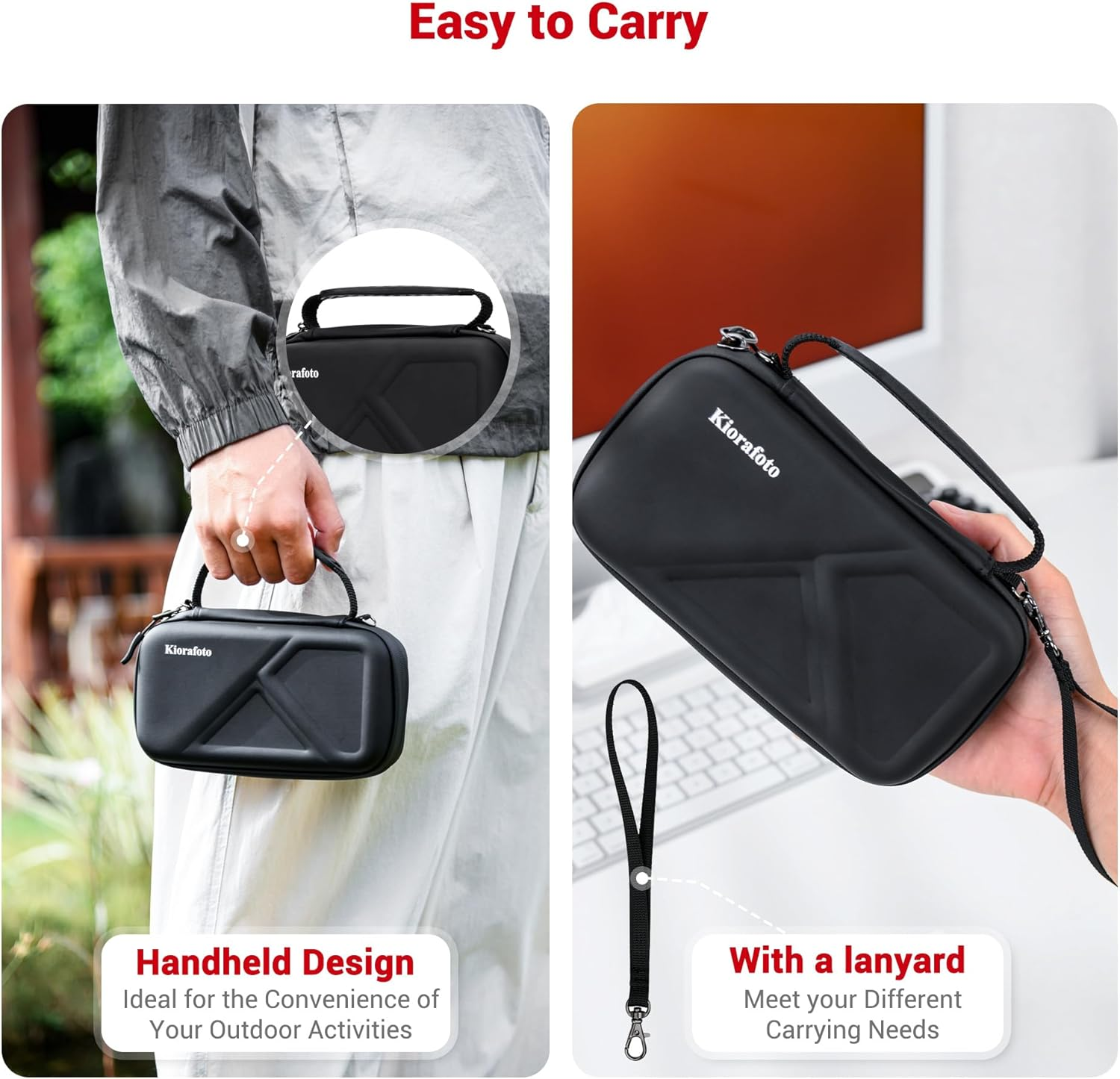 EVA PU Micro SD Card Case with 60 Individual Plastic TF Card Holders - Water-Resistant, Anti-Shock Carrying Organizer with Handle & Label image number 3