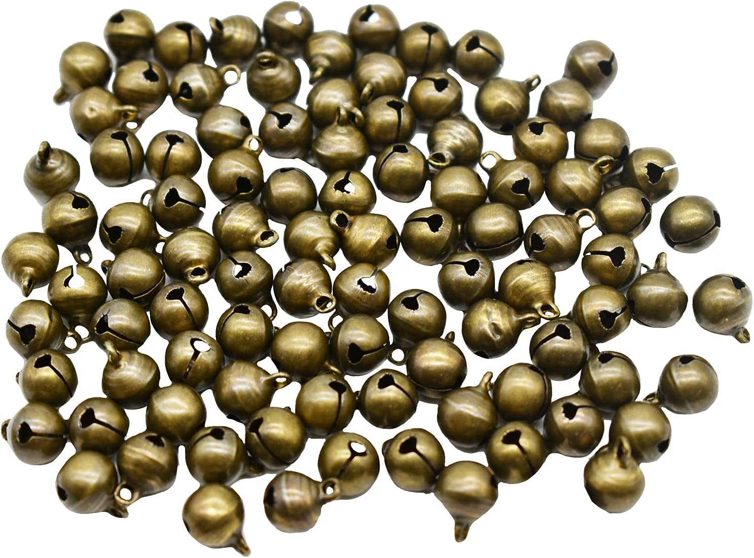 Maydahui 100PCS Small 1/2 Inch Jingle Bell Vintage Bronze Mini 10Mm Alloy Beads DIY for Jewelry Findings Sewing Wedding Doors and Crafts image number 3