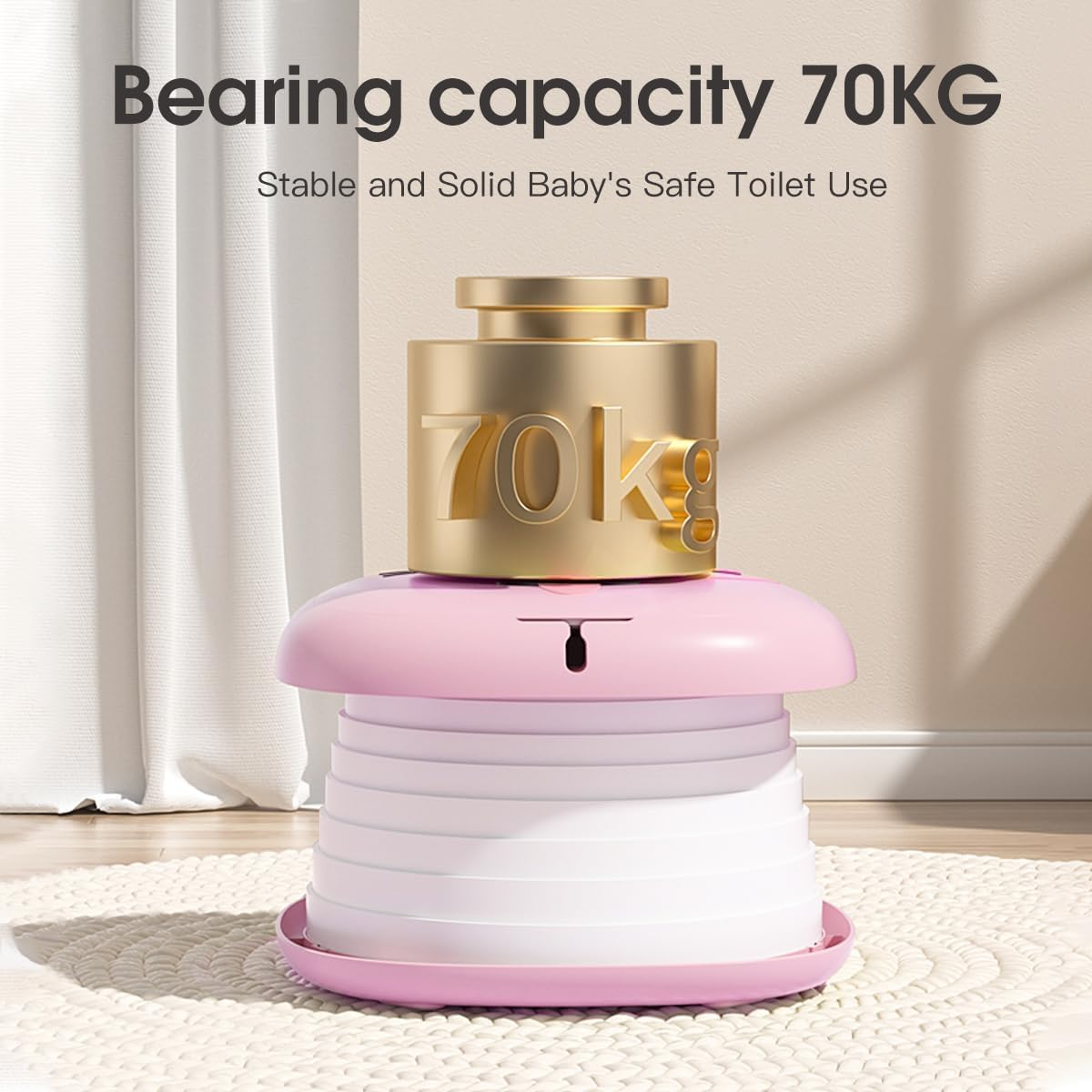 ZONEY Portable Potty, Travel Foldable Training Toilet for Car Camping Indoor Outdoor Bathroom, Kids Training Toilet for Boys Girls Baby Toddler (Pink) - Grey image number 4