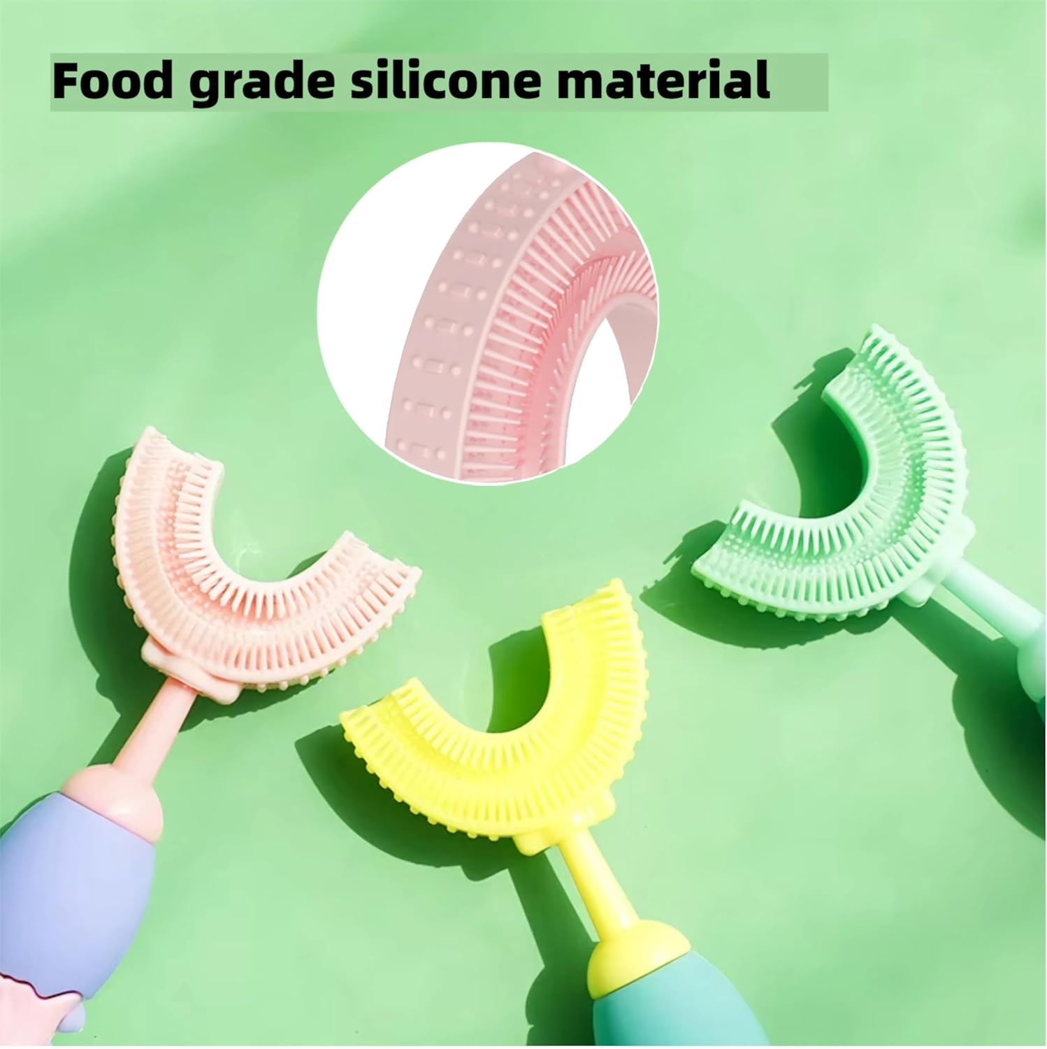 U-Shaped Children'S Toothbrush, Dinosaur Toothbrush Food-Grade Soft Silicone Toothbrush, 360&deg; Oral Cleaning Design for Infants (2-6 Years Old) (Light Purple) image number 1