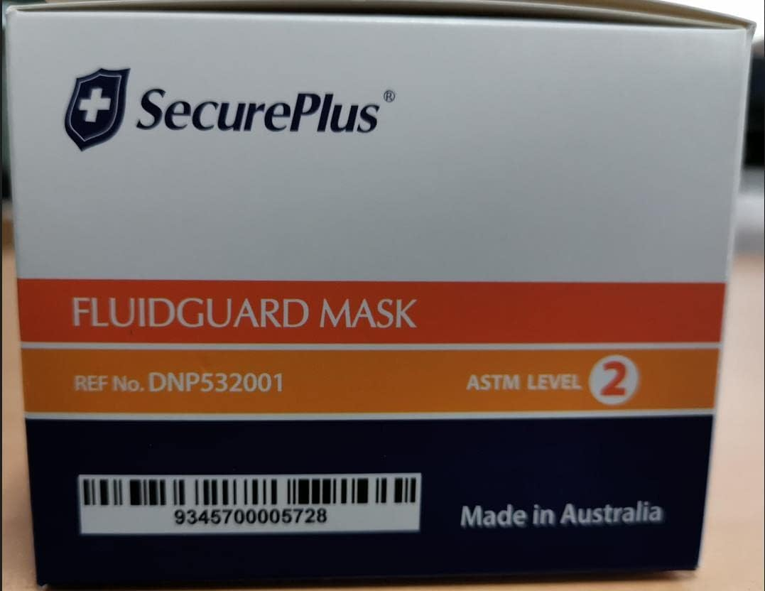 SECURE plus Fuildguard Face Mask W/Earloop - ASTM Level 2 Face Mask,Made in Australia,Blue image number 5