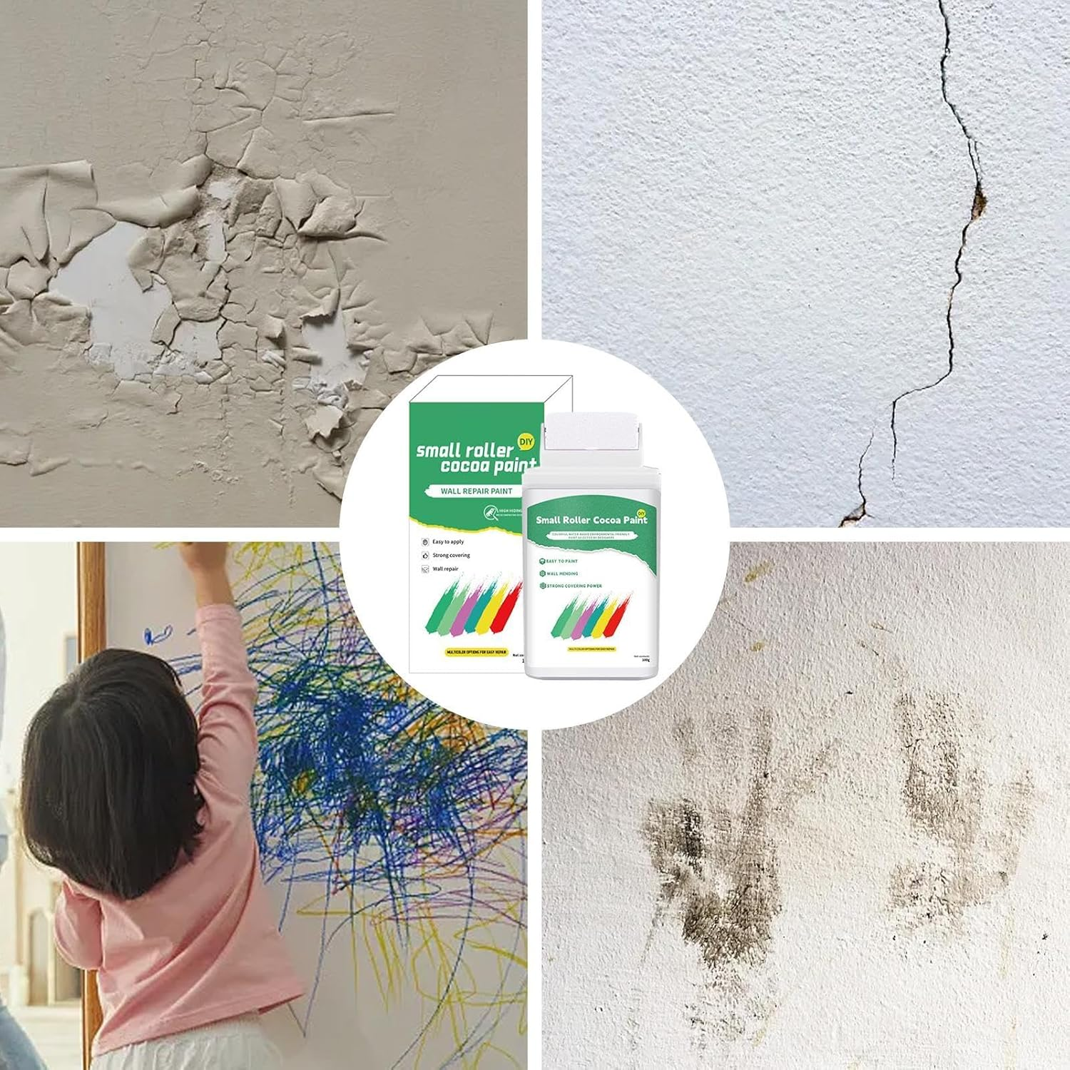 Wall Paint, Wall Repair Paste, Home Wall Painting Kit, White Ceiling Paint, Wall Touch up Paint, Paint with Roller Brush, Safe Wall Repair Kit, Wall Stain Remover Paint, Easy Wall Painting Solution image number 5