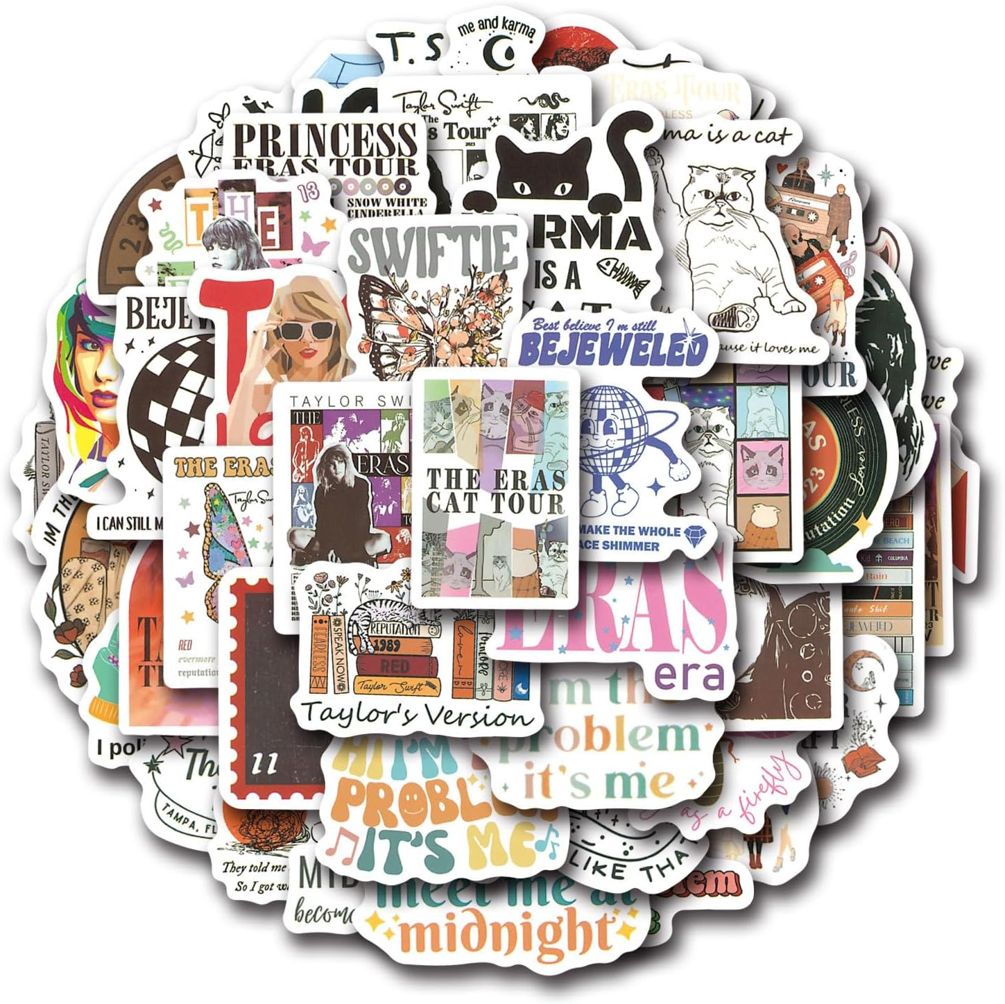 Stickers for Water Bottles Birthday Party Supplies for Girls Party Decorations Party Favors, Tay-Lor Pop Music Stickers, Vinyl Waterproof Sticker for Laptops,Skateboard and Decals (Style-D（50Pcs）) image number 4