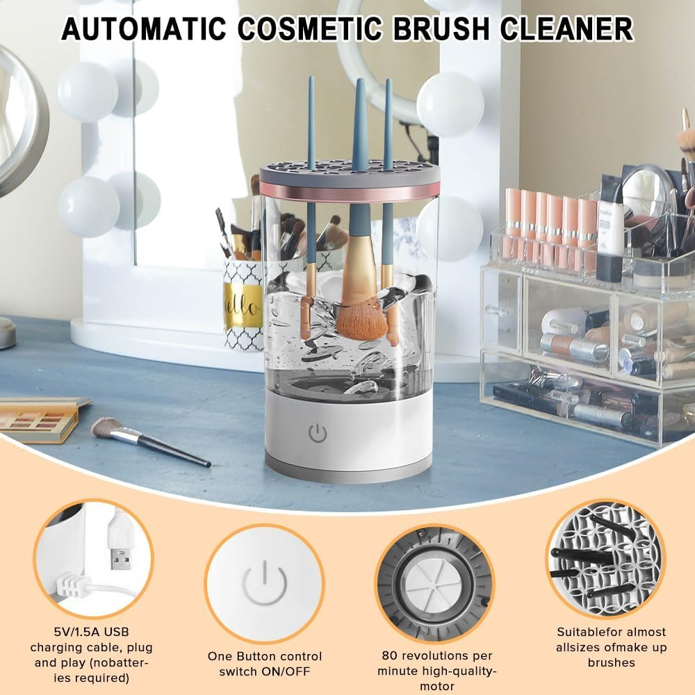 Electric Makeup Brush Cleaner, Yakiter USB Makeup Brush Cleaner, Hand Free Make up Brush Cleaner Set for Cleaning and Drying,Make up Brush Tool for All Sizes(White) image number 1