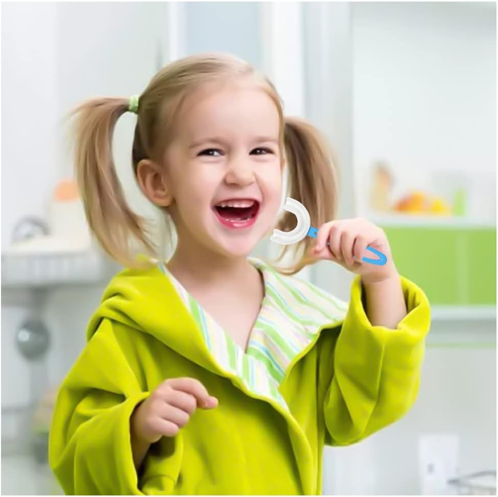 4 Packs Kids U Shaped Toothbrush Whole Mouth with Silicone Bristles Massage Childrens Tooth Brush, 360&deg; All-Round Oral Cleaning, U-Shaped Training Toothbrushes for Kids (6-12 Years Old) image number 5