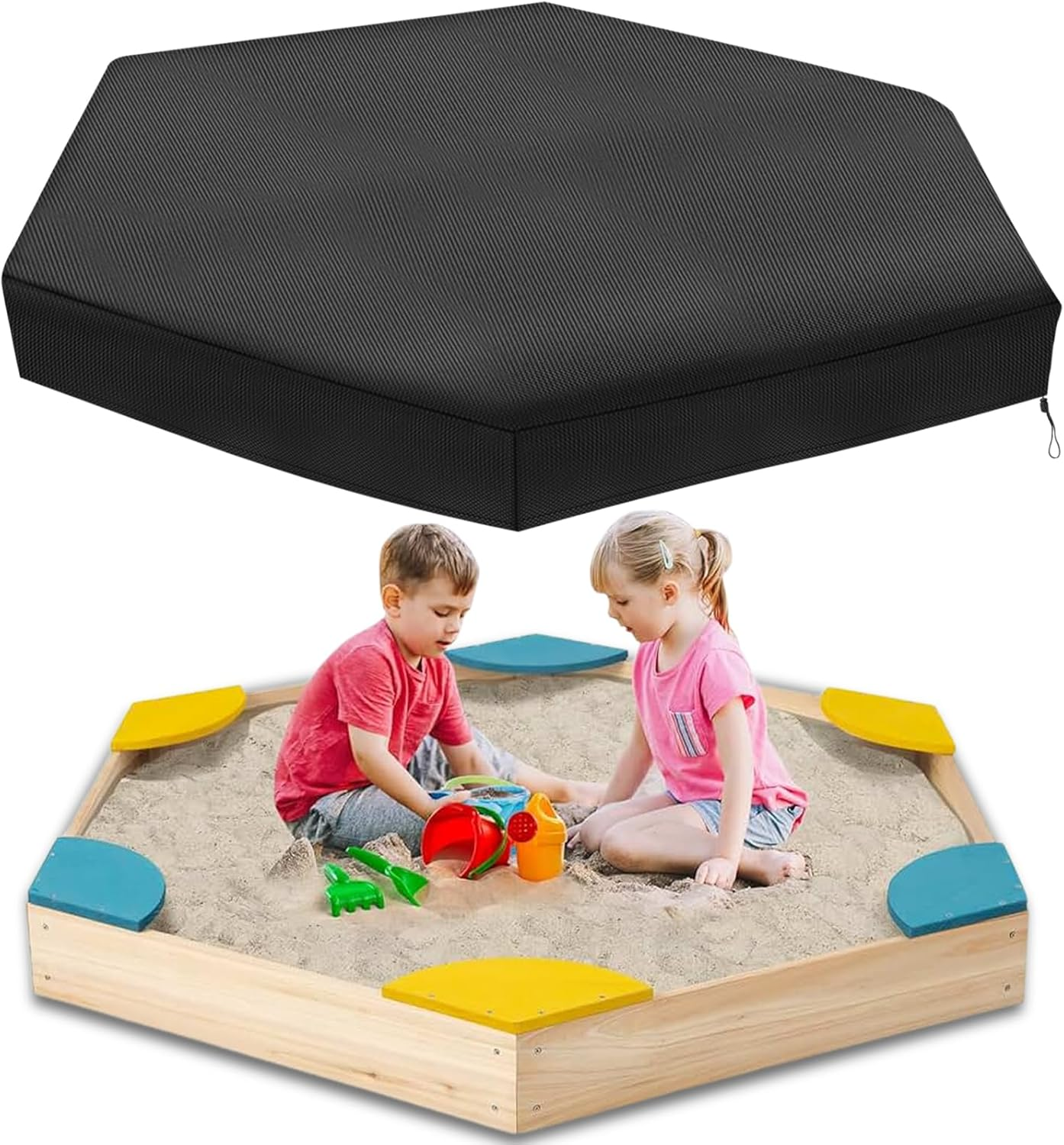Octagon Sandbox Cover, Outdoor Garden Outdoor Octagon Sand Box Cover, 420D Oxford Cloth Waterproof, Windproof and Dustproof, Suitable for Children'S Sandbox Protection (Black,84" X 78" X 9")