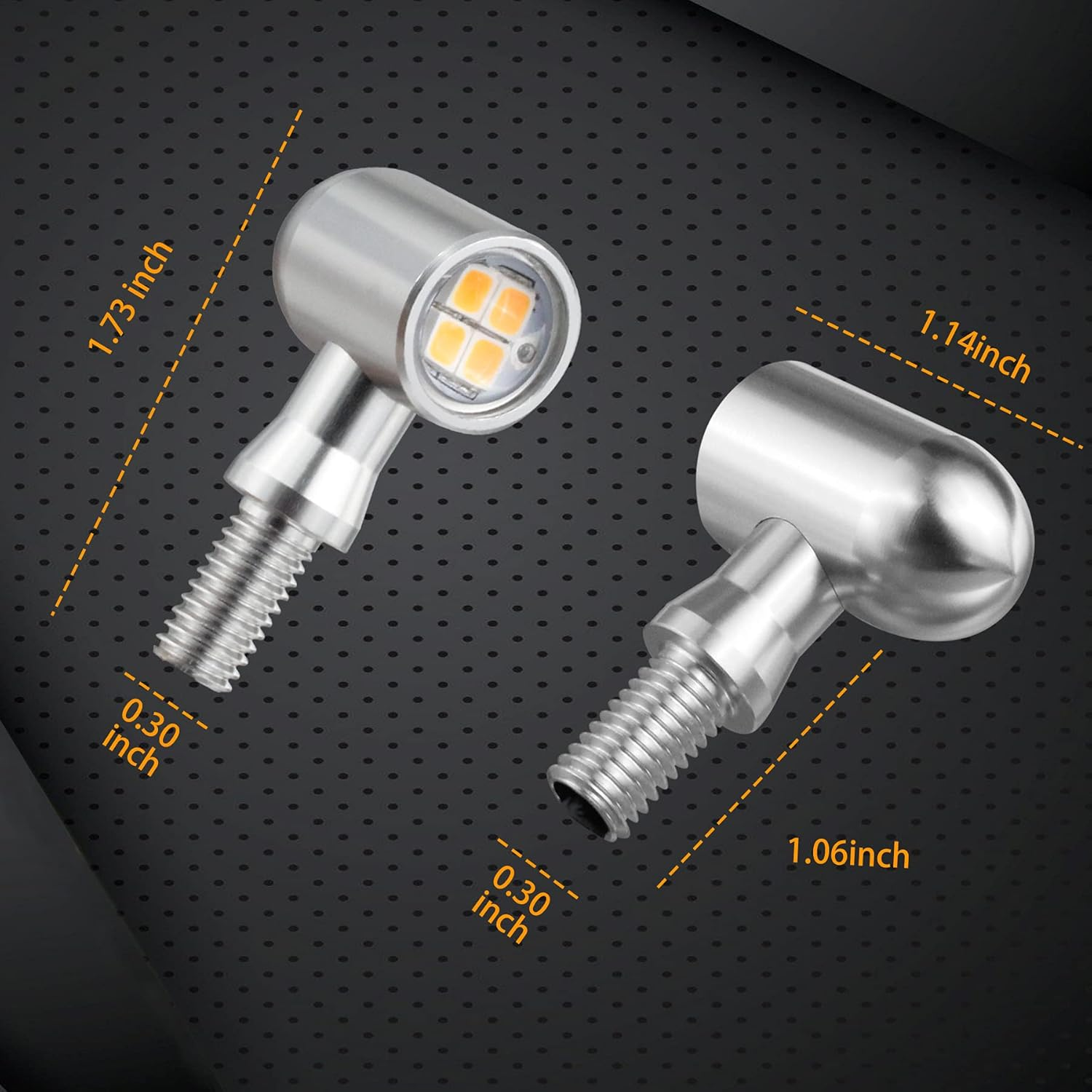 QUASCO Led Motorcycle Turn Signal Lights Universal Mini Blinkers Front Indicator Compatible with Harley Honda Kawasaki Suzuki Triumph Yamaha, Chrome image number 1