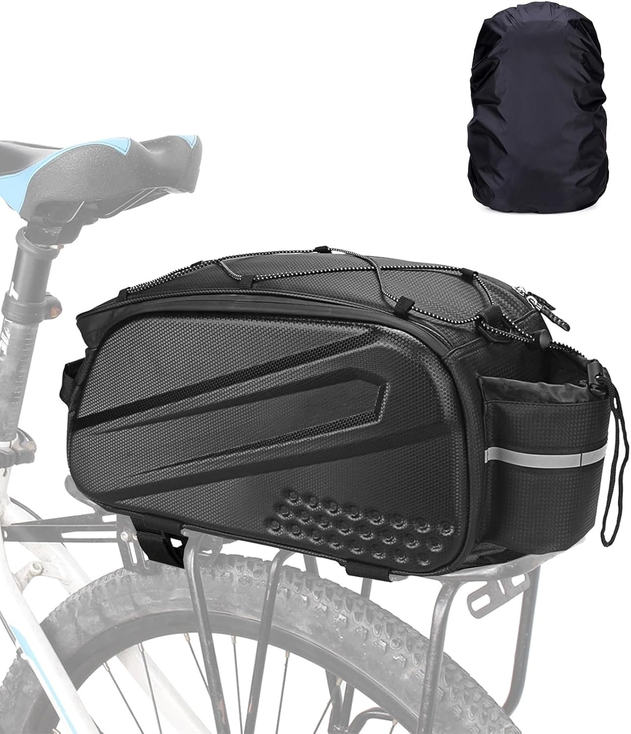 10L Bike Rack Bags, Hard Shell Multifunctional Bicycle Rear Seat Bag Waterproof Cycling Bike Rack Trunk Cargo Bag Outdoor Pannier Bag Handbag Shoulder Bag image number 1