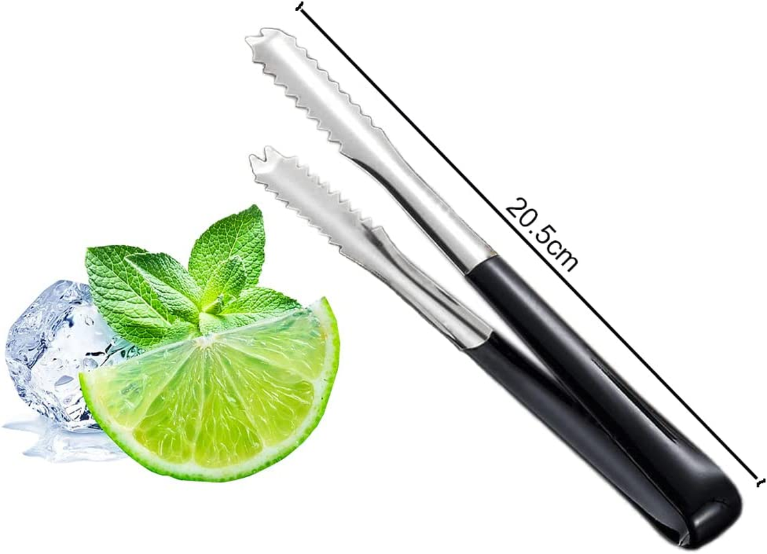 Ice Tongs Kitchen Tongs with Silicone Tips 7.87Inch Stainless Steel BBQ Cooking Grilling Locking Food Tongs Black image number 4