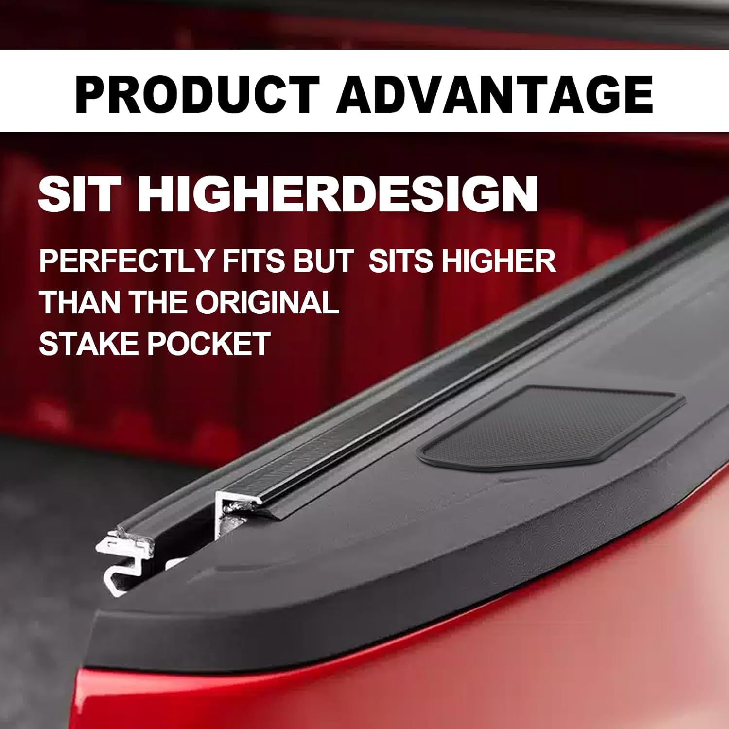 Stymart 2Pcs Bed Rail Stake Pocket Covers Compatible with GMC Sierra 1500/Chevy Silverado 1500 2019-2023 2024 & Silverado/Sierra 2500/3500HD 2020-2024 Upgraded Rear Truck Stake Hole Caps Plugs image number 6