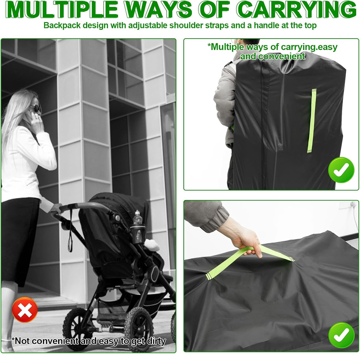 XXLAUBBD Stroller Bag for Airplane - Waterproof Oxford Cloth Stroller Travel Bag with Adjustable Shoulder Strap Practical Travel Accessories for Double Strollers Car Train image number 1