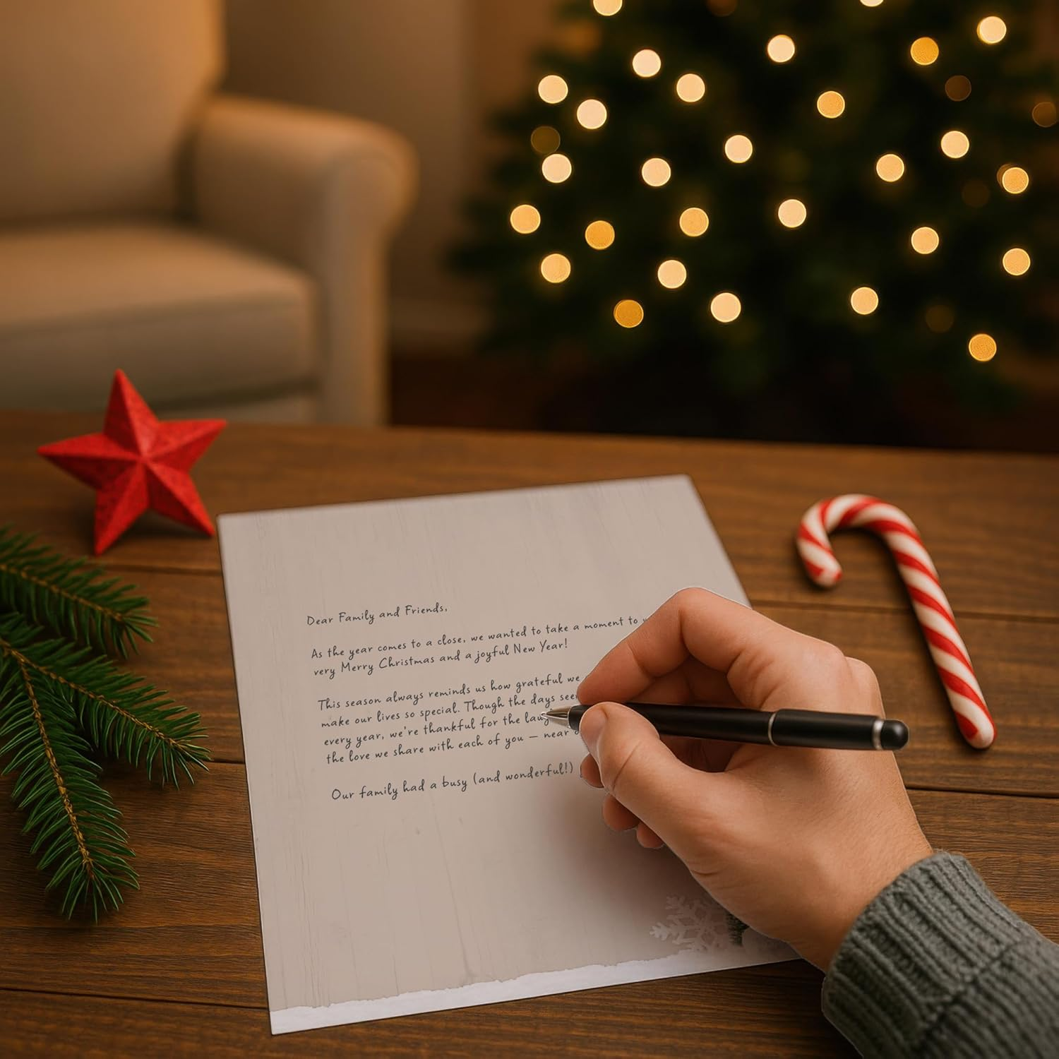 Lantern over Snow Christmas Stationery Paper - 80 Sheets of Letterhead for Winter & Holiday Events image number 4