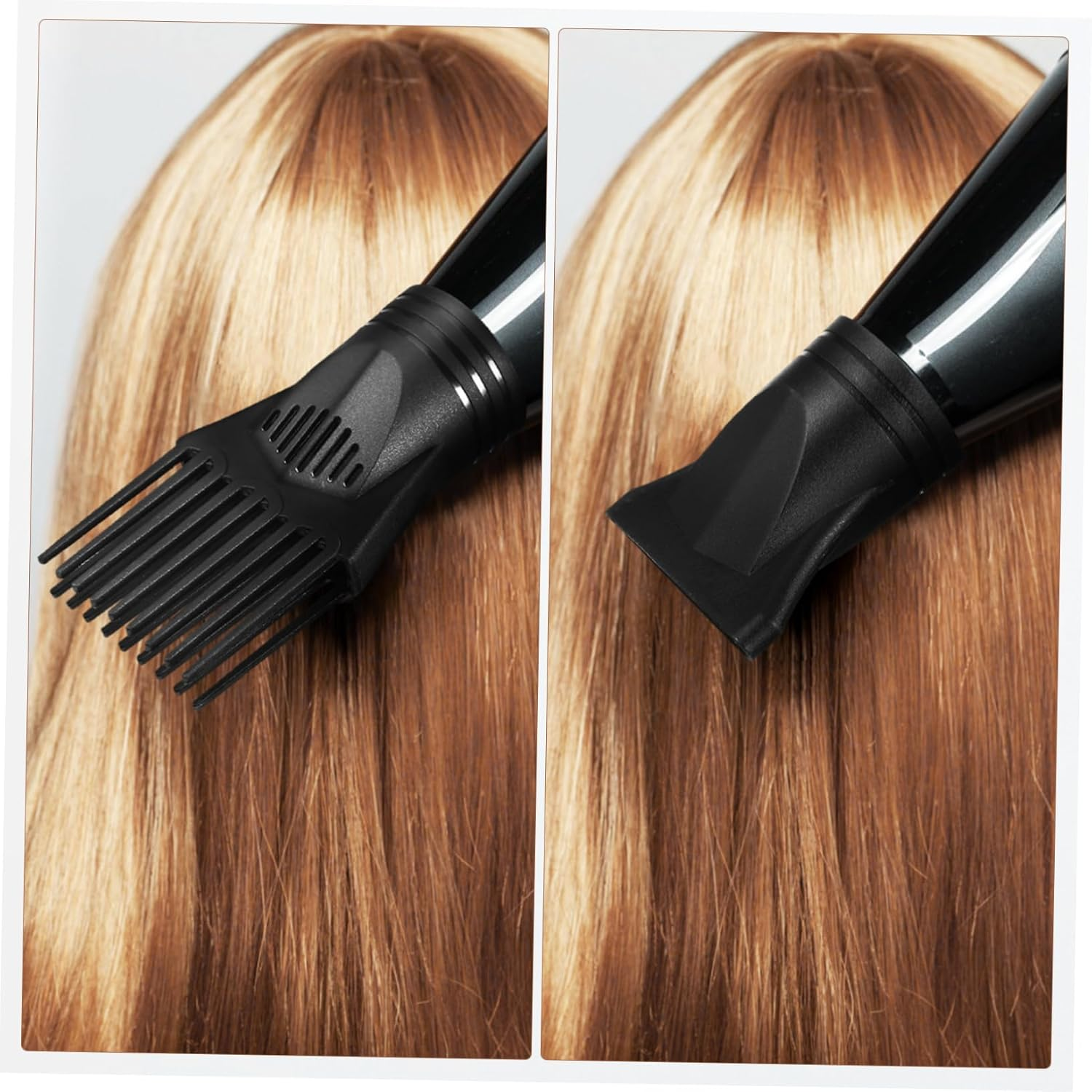 WOONEKY 2 Pcs Professional Hair Dryer Nozzle Attachments Universal Blow Dryer Comb Diffuser Flat Head + Long Comb Nozzle Hair Dryer Accessories for and Styling image number 6