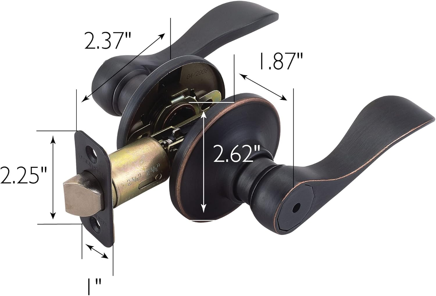 Design House 700534 Springdale 2-Way Latch Privacy Door Handle, Adjustable Backset, Oil Rubbed Bronze Finish image number 5