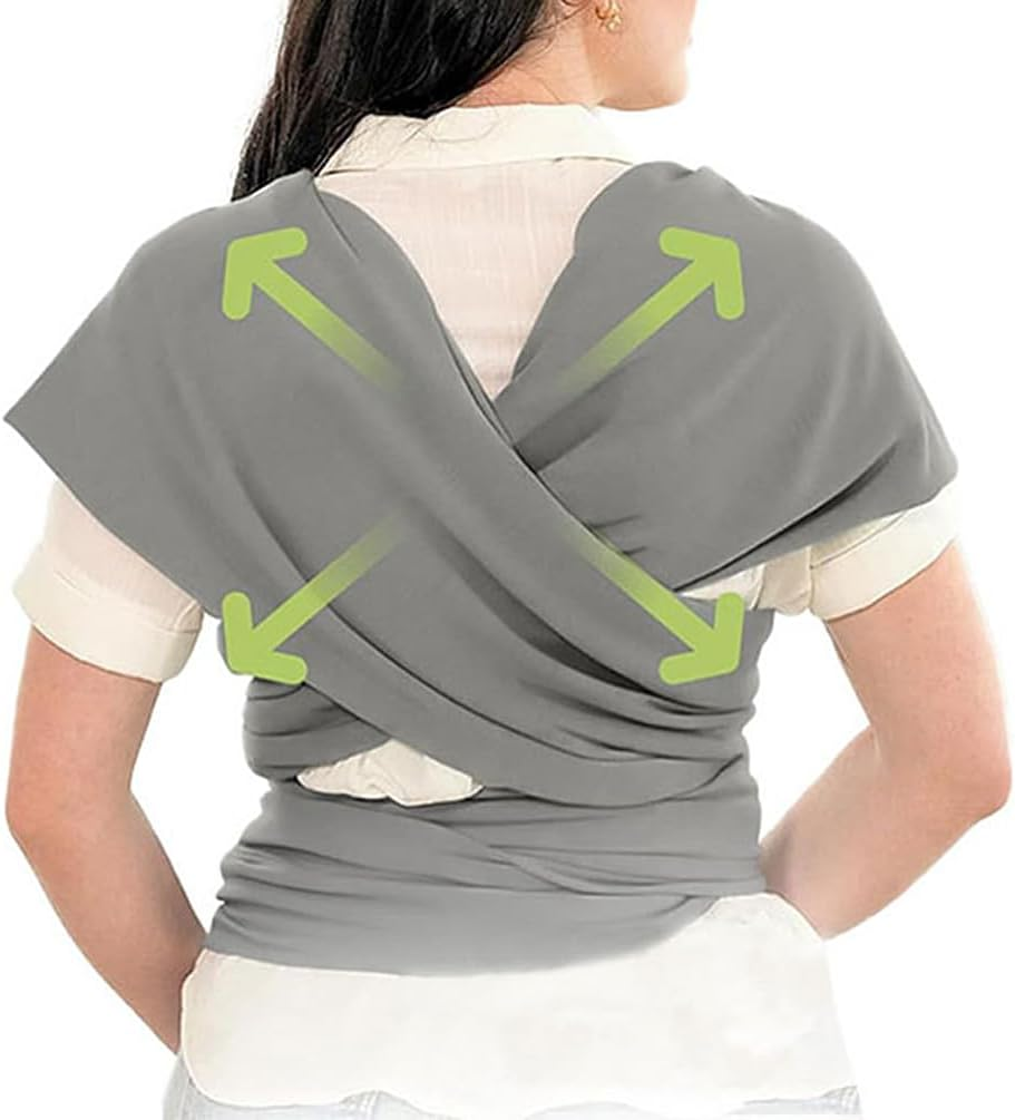 Grey Baby Wrap Carrier - Breathable Baby Sling, Lightweight Front Hugging Style Baby Carrier Hands Free Baby Carrier Both Shoulders Sling Toddler Carriers for Newborn Includes Storage Bag image number 3