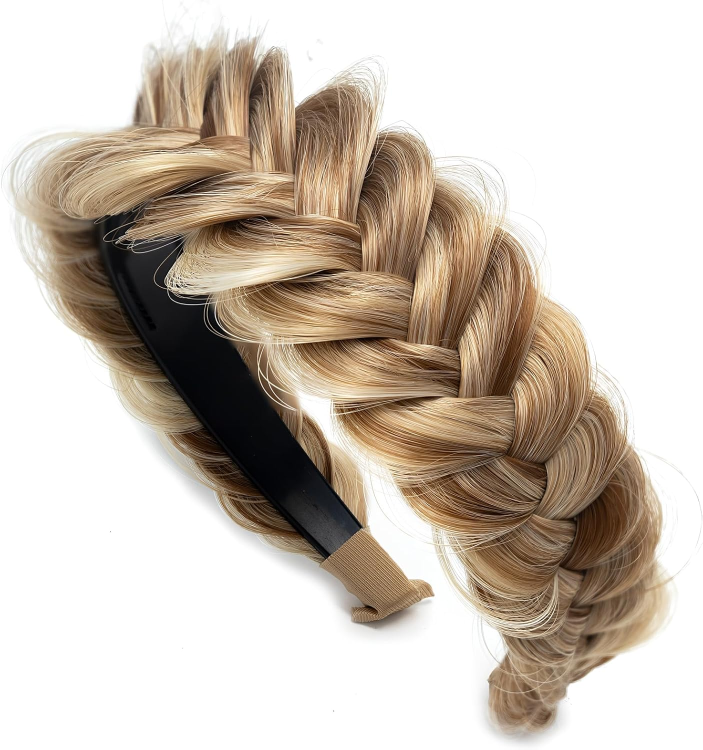 TOECWEGR Braided Headband Withtooth Wide Braid Messy Hair Hoop Womenfashion Hair Accessories (Dark Brown Black 2A) image number 4