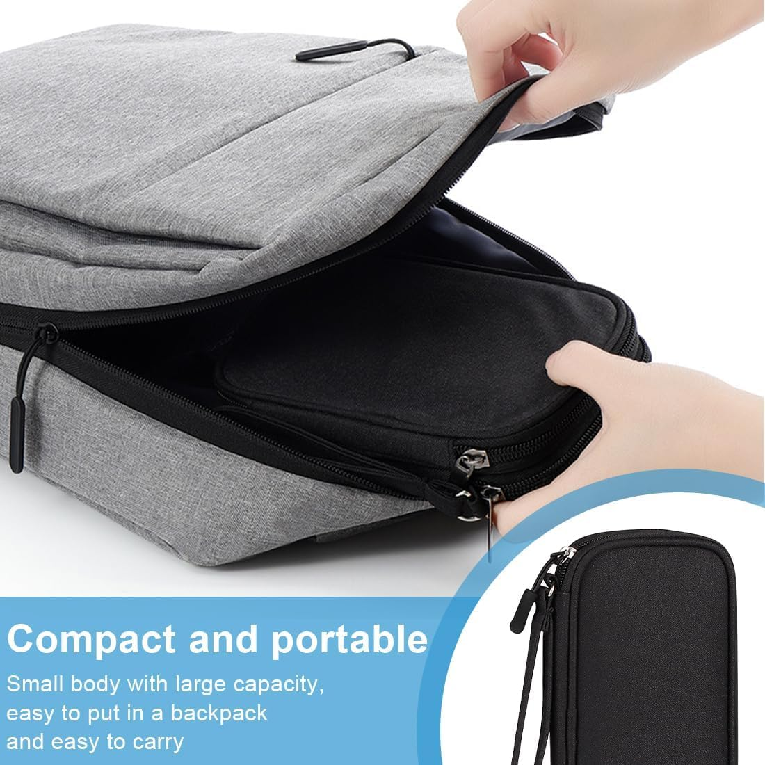 CLERIVI Travel Cable Organizer Pouch - Waterproof Electronics Case for Charger, Cables, Earphones & Phone,Compact Single-Layer Tech Bag with Carry Strap image number 1