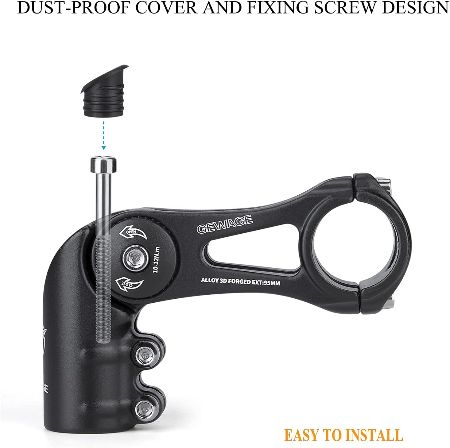 GEWAGE Bike Stem - 130 Degree Adjustable Bicycle Stem- 75Mm 90Mm 130Mm Handlebar Stem Riser for 31.8(1-1/4") Handlebars, Suitable for Most of Mountain Bike, Road Bike, BMX image number 6