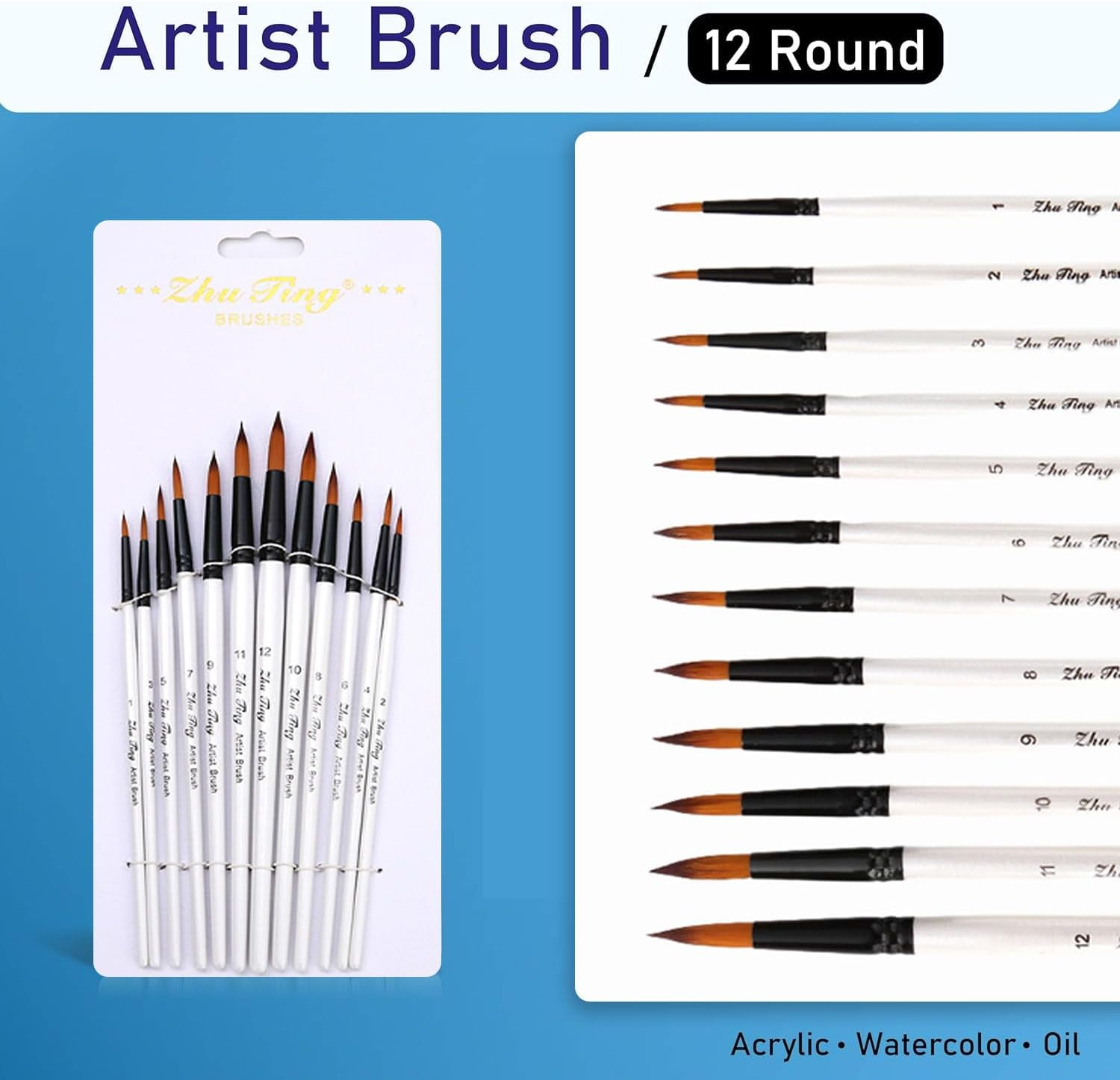 48 Pcs Paint Brushes,Artist Acrylic Paint Brush,With Round,Angled,Flat and Hazelnut Brush,For Watercolor Acrylic Painting Nail Art,Body Painting,Face Paint,Rock,Gouache Oil Paint,Fabric Paint