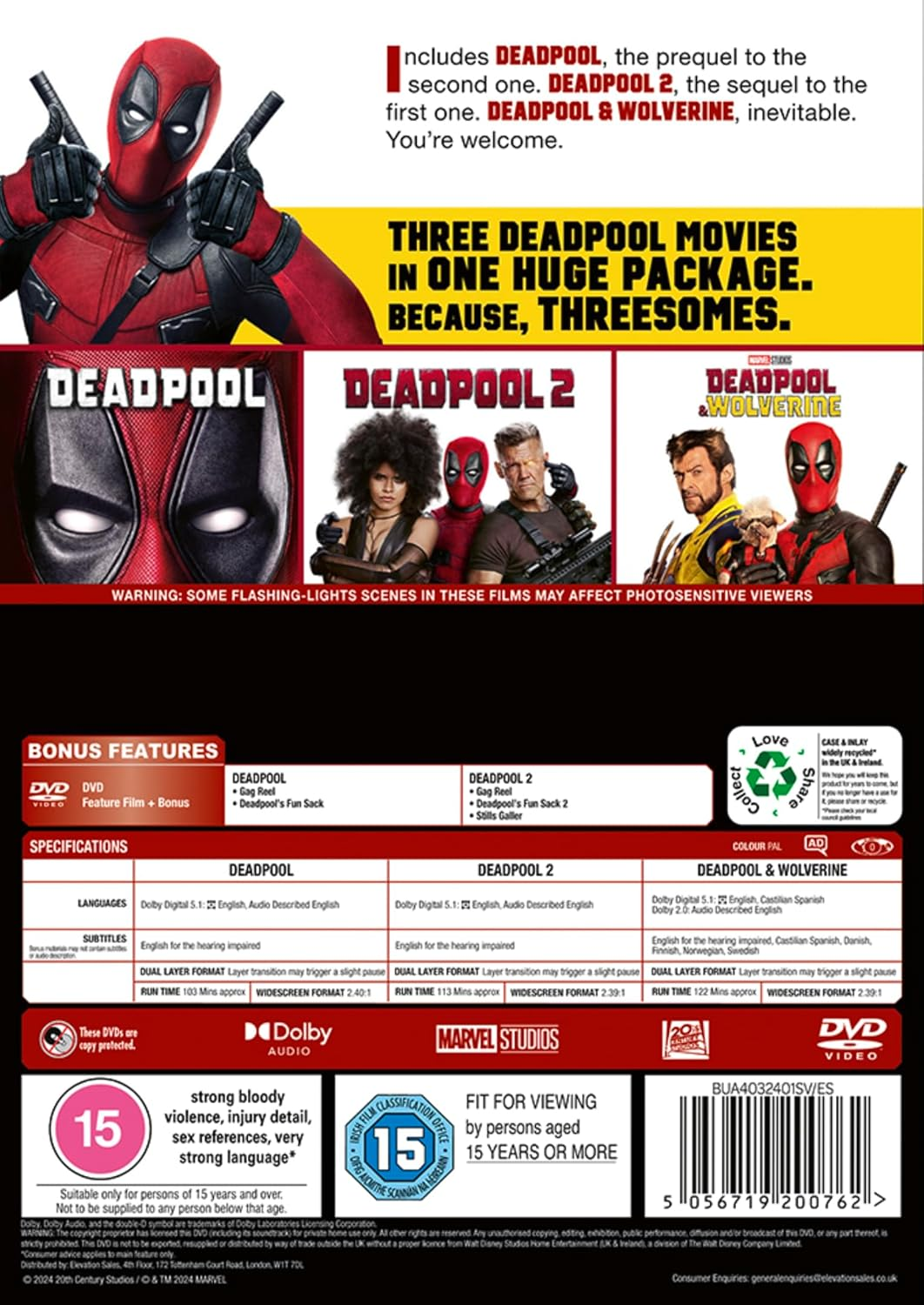 Marvel'S Deadpool & Wolverine Triple Pack [DVD] image number 1