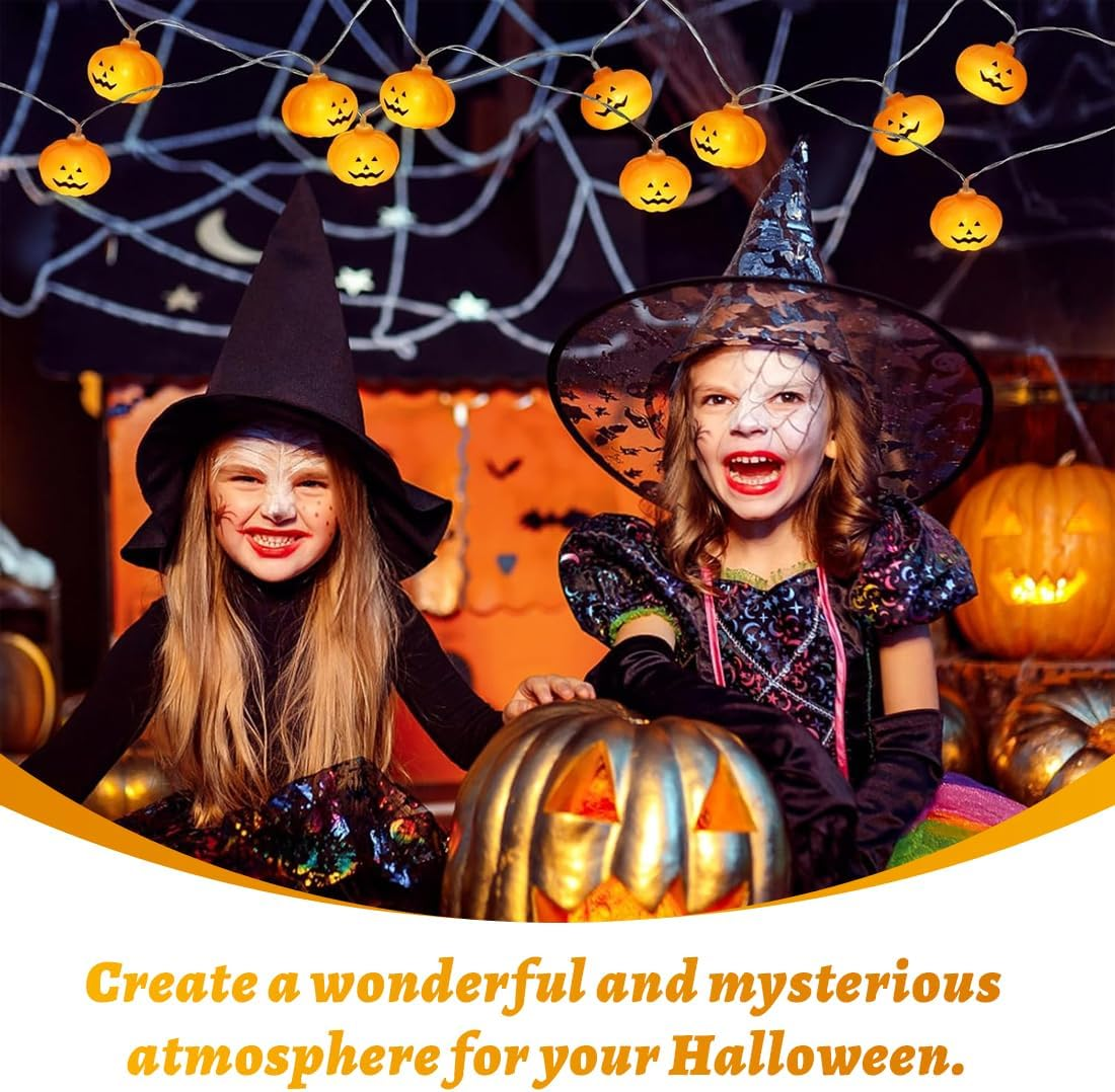 WUSJCOF 20 LED Halloween Pumpkin Fairy Lights with 2 Modes, 3D Pumpkin Decorative Light for Halloween Party, Homes, Gardens and Yard (3 M) image number 5