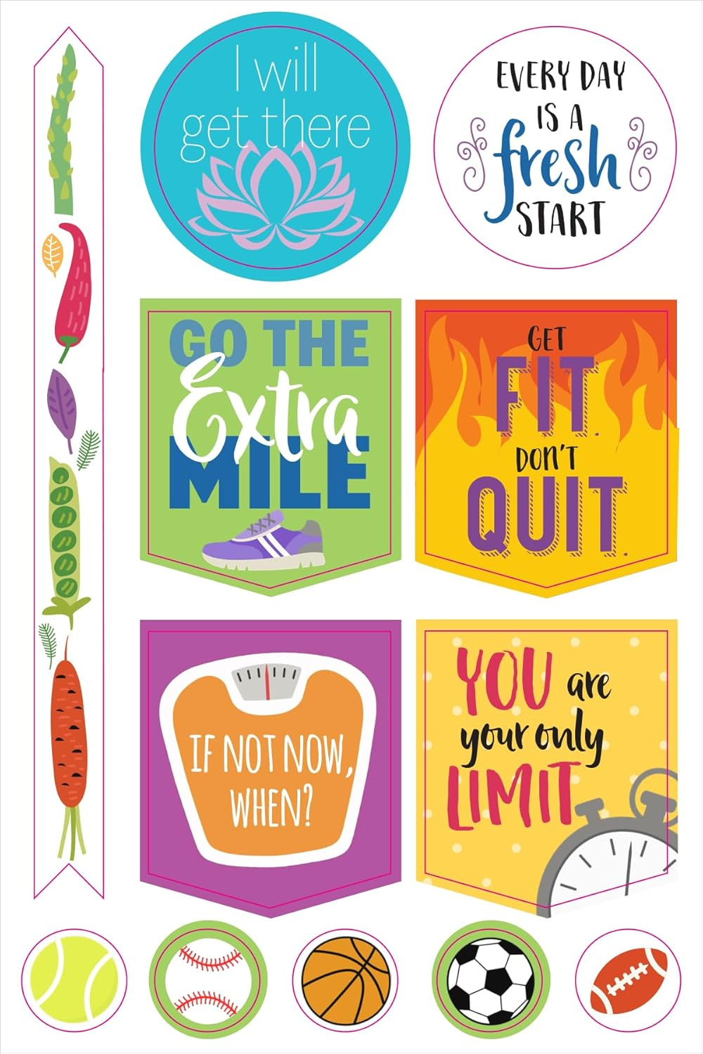 Essentials Health & Fitness Planner Stickers (Set of 325 Stickers) image number 4