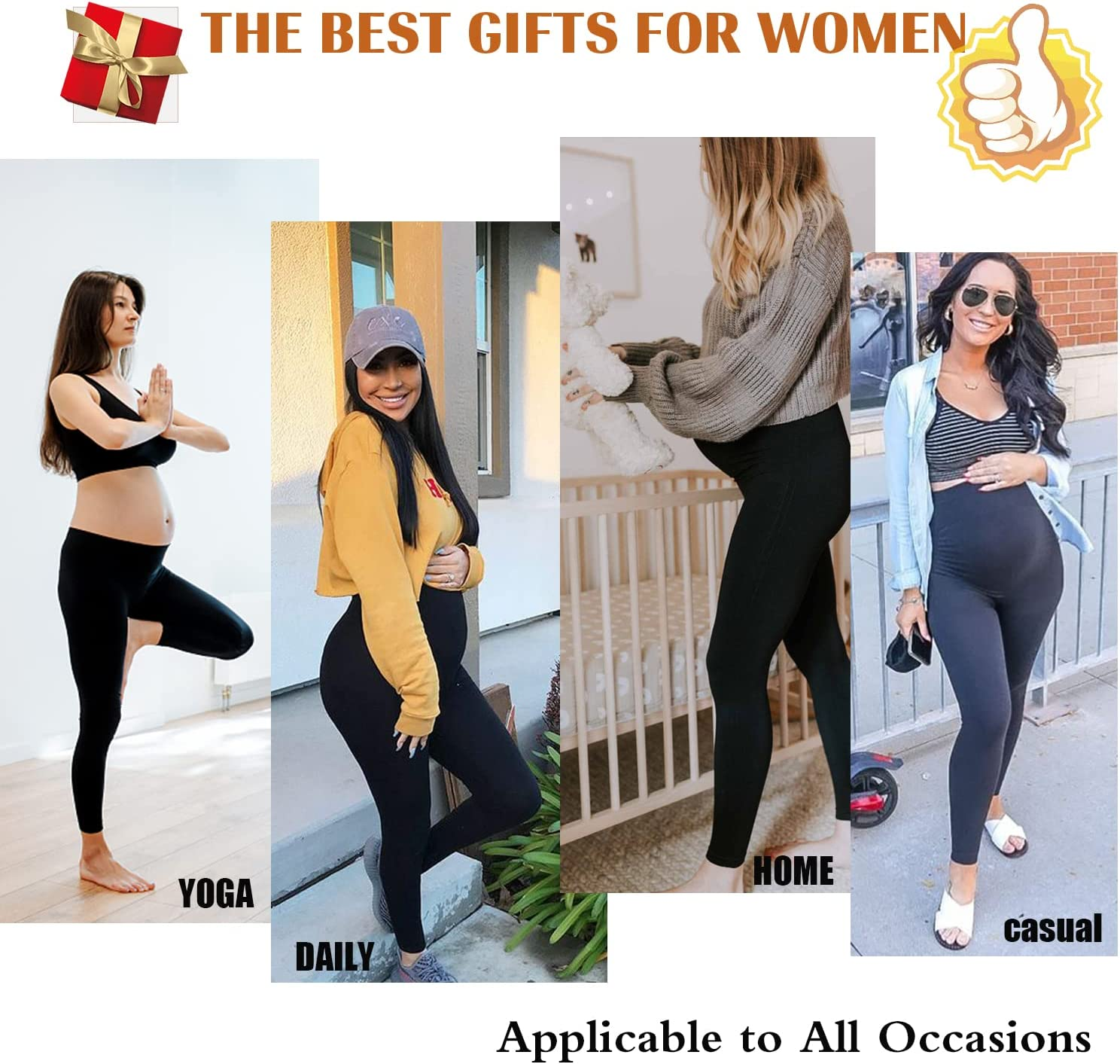 Hi Clasmix Maternity Leggings over the Belly Butt Lift - Buttery Soft Non-See-Through Workout Pregnancy Leggings image number 4