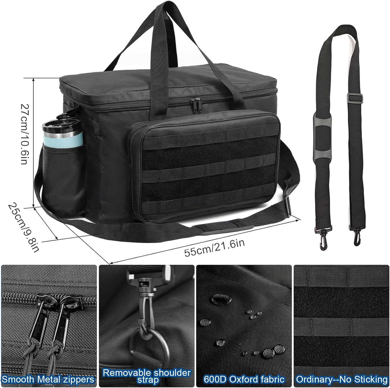 Car Organizer, Tactical Car Seat Organiser with Molle Panel, Adjustable Shoulder Strap, Practical Multi-Pockets Vehicle Folding Patrol Storage Bag image number 4