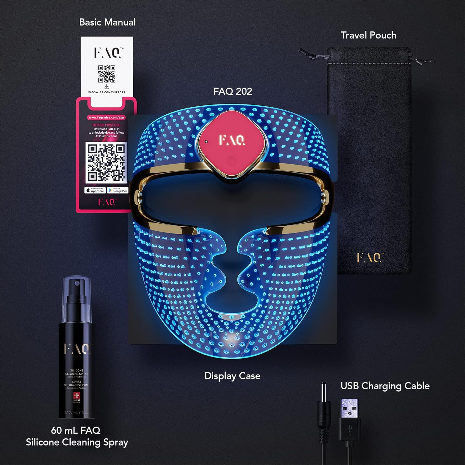 FAQ 201 Transparent Silicone LED Face Mask - Wearable - Wireless & Lightweight - anti Aging Skin Care image number 2