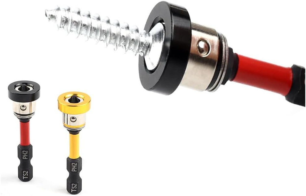 Walquicks 2 Pcs Positioning Screwdriver Bit Set, Hex Shank Drywall Screwdriver Bits for Plasterboard & Gypsum Board, Secure Grip with Red & Yellow Tips