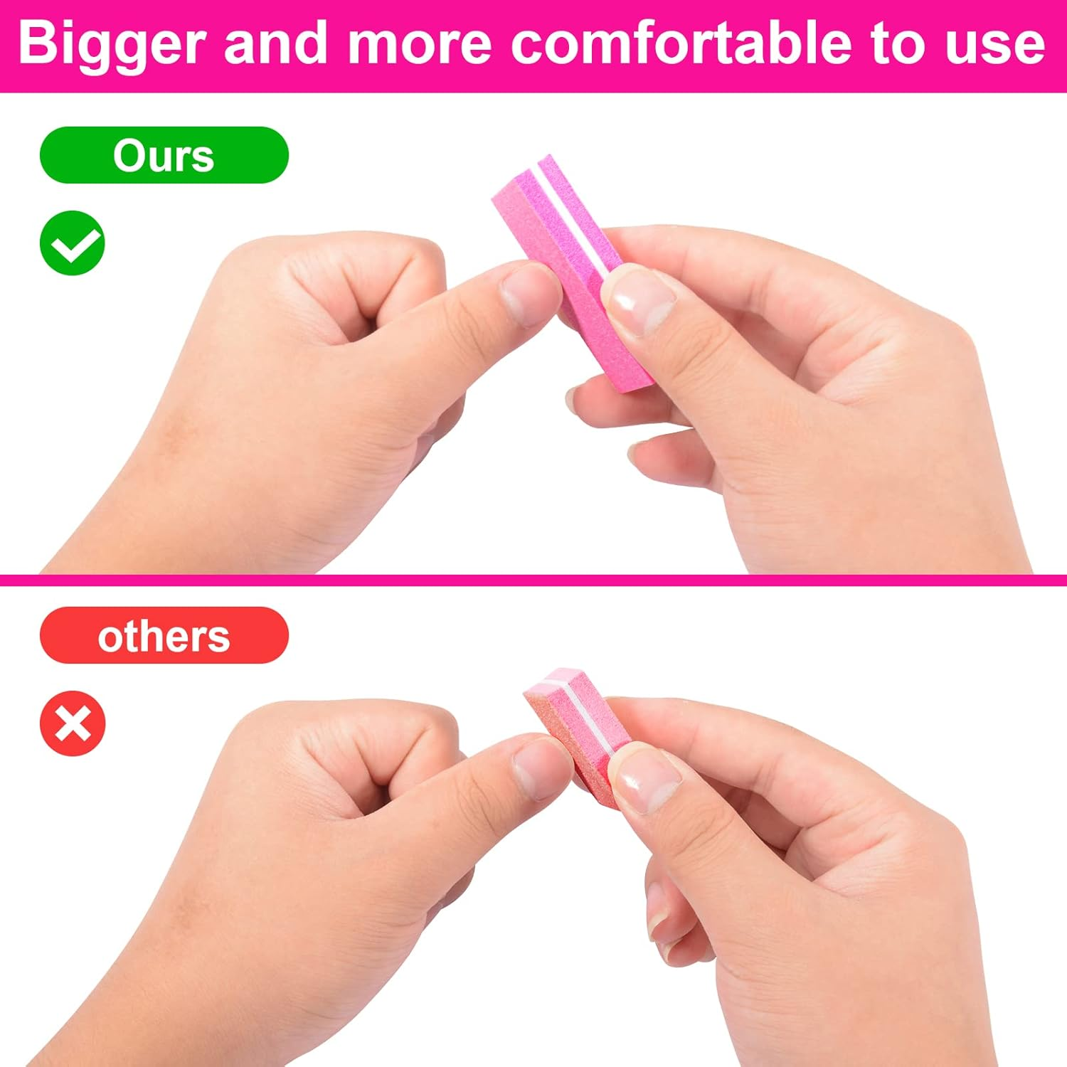 Diesisa Buffer Block Nail File, 100/180 Grit Sponge Nail Buffers for Acrylic Nails, Mini Buffing Block Double Sided for Manicure Tools 30 Count - Pink - Pink image number 5