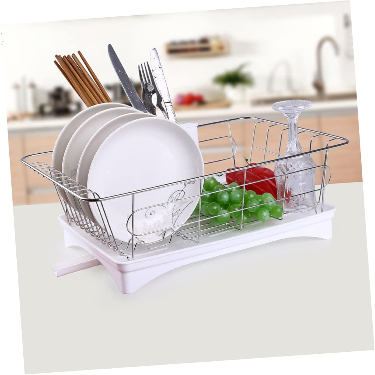 HOLIDYOYO Dish Drying Rack Kitchen Storage Dish Drainer over Sink Drying Rack Kitchen Organisation Utensils Draining Tray Holder Strainer Home image number 1