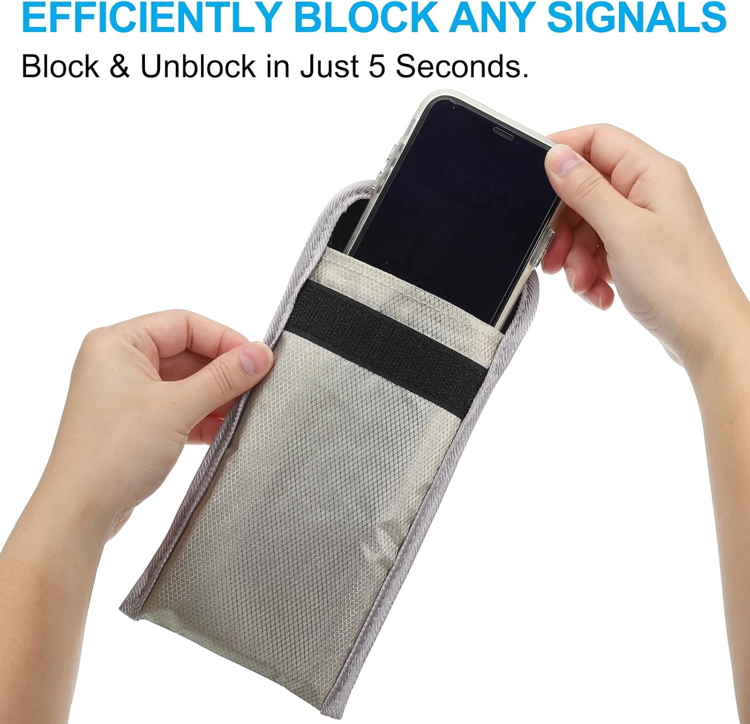 2 Pack Faraday Bags, 6.5 Inch Signal Blocking Key Pouch Anti-Theft Car Protection Cell Phone RFID GPS Shielding Wallet for Privacy Card Protection, Silver -Grey image number 2