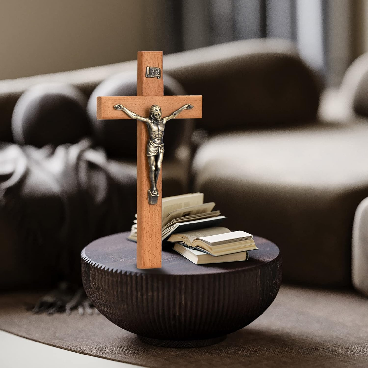 ARCHOBAN 10" Crucifix Wall Cross &ndash; Catholic Wooden Jesus Christ Cross for Wall or Prayer Room, Solid Wood Home Decor image number 7