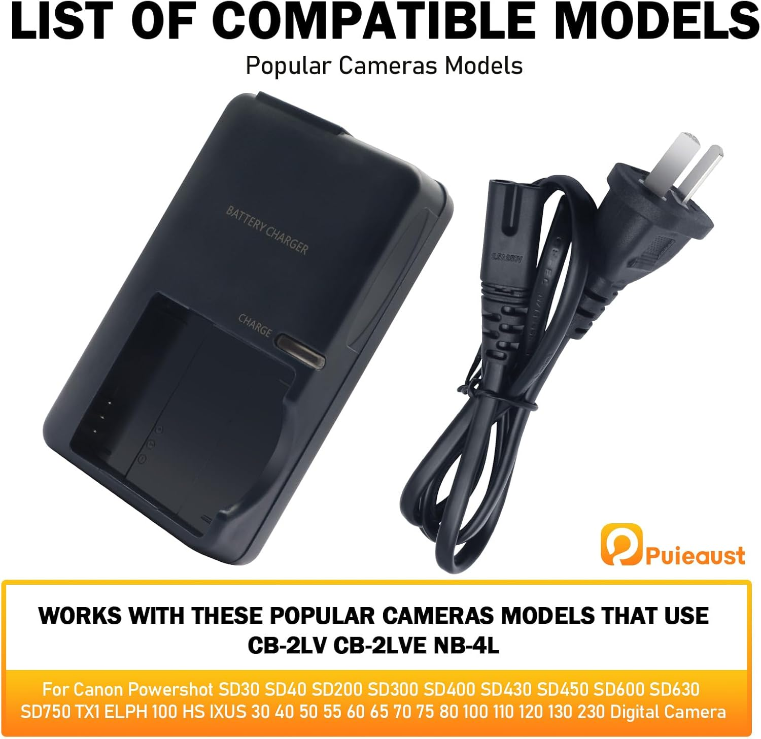 CB-2LV CB-2LVE Charger for Canon NB-4L Battery Powershot SD30 SD40 SD200 SD300 SD400 SD450 SD600 SD630 SD750 ELPH 100 HS 300 HS IXUS 30 40 50 55 60 65 70 75 80 100 110 115 120 130 220 230 Camera image number 4