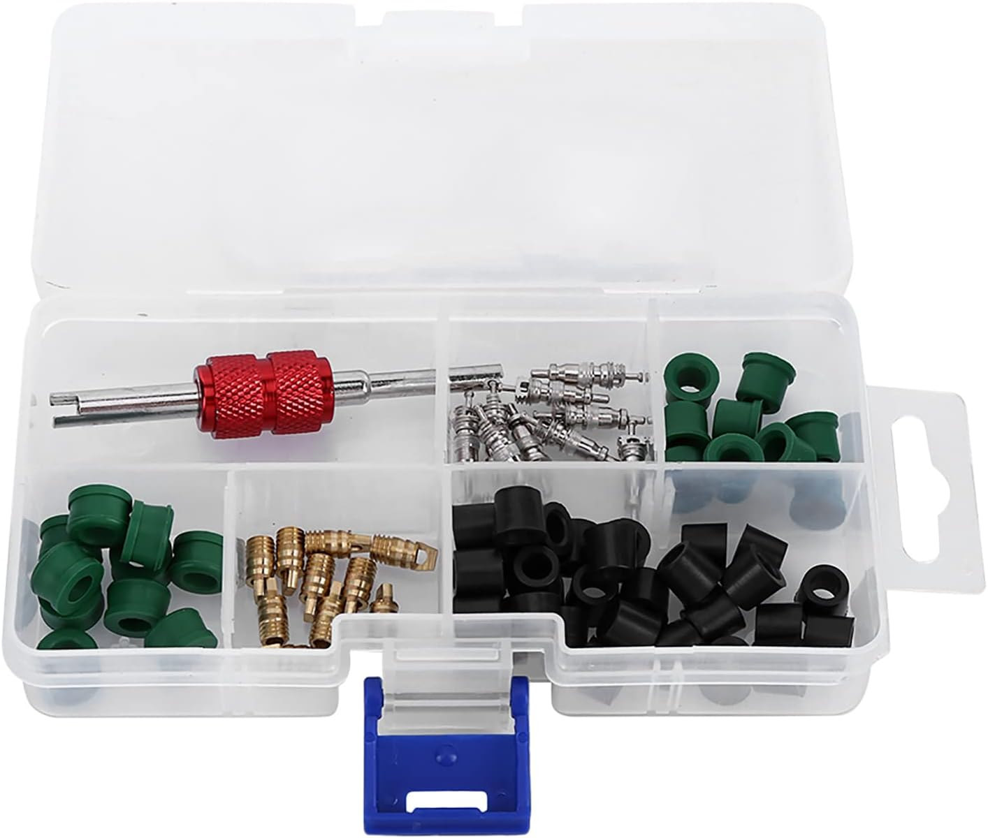 Joyzan Valve Core Kit, Air Conditioning Accessories Kits Car Tool Wrench Tyre Stem Puller Tools Refrigeration Tire Cores Sets Assortment Rings Installer for Cars Door Window Electric Bearing Pump image number 6