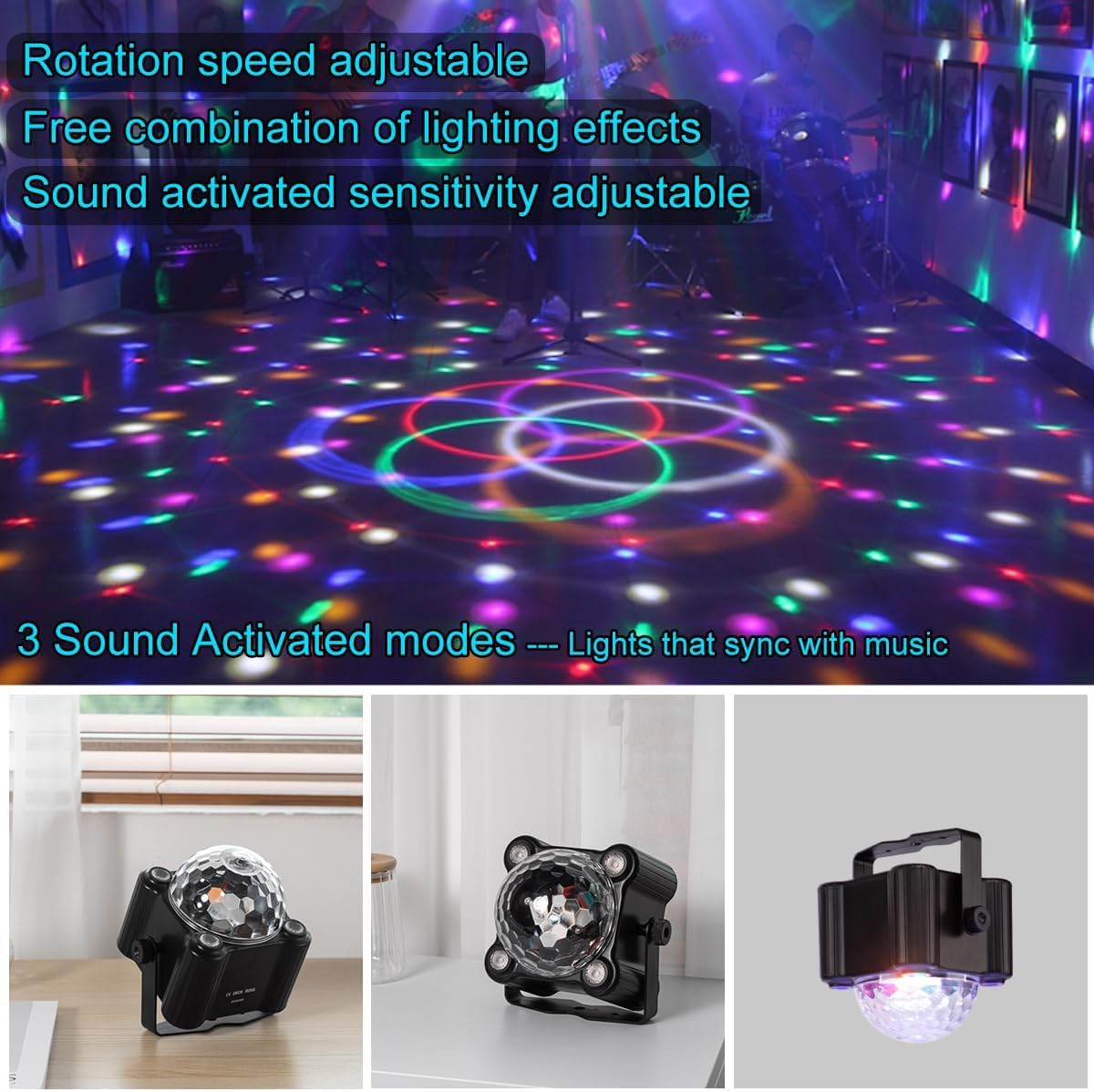 CTDZLED Disco Ball Party Lights Sound Activated Strobe DJ Stage Lighting for Indoor Room Outdoor Dance Floor Parties Birthday Rave Home Karaoke Halloween Christmas Wedding Show Bar Club image number 1